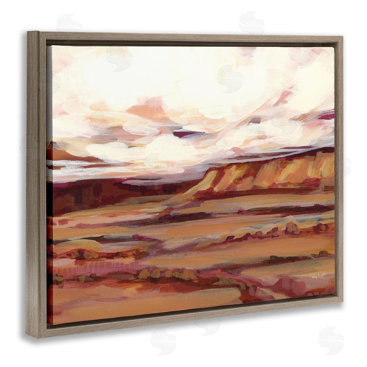 Mauve Mesa Landscape Brown Floating Frame Canvas Wall Art, Home Decor by Haley Knighten