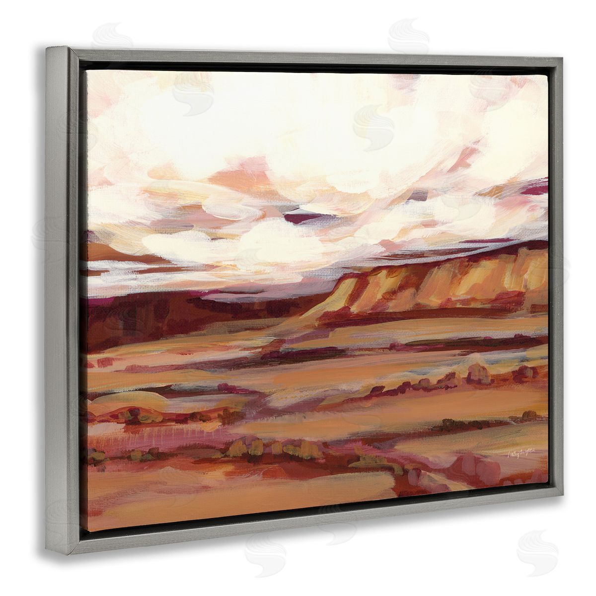 Mauve Mesa Landscape Grey Floating Frame Canvas Wall Art, Home Decor by Haley Knighten