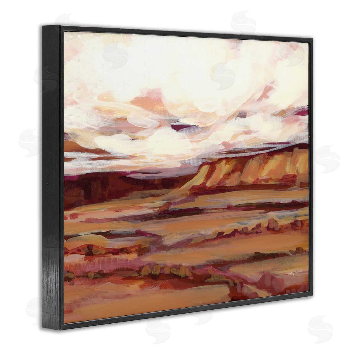 Mauve Mesa Landscape Black Frame Print Wall Art, Home Decor by Haley Knighten