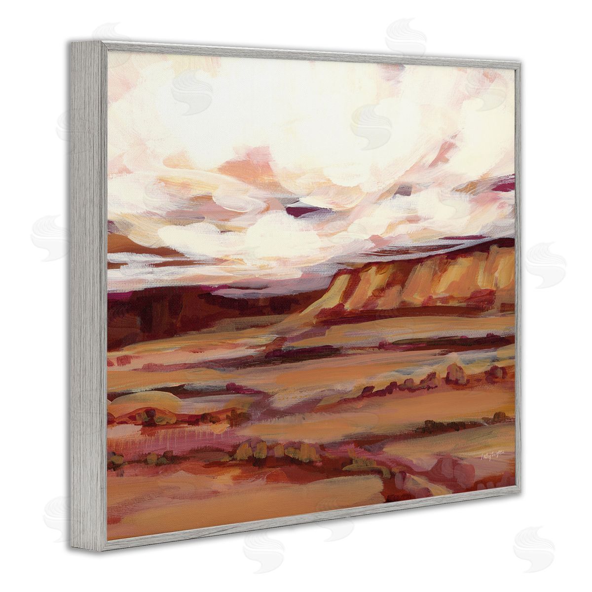 Mauve Mesa Landscape Grey Frame Print Wall Art, Home Decor by Haley Knighten