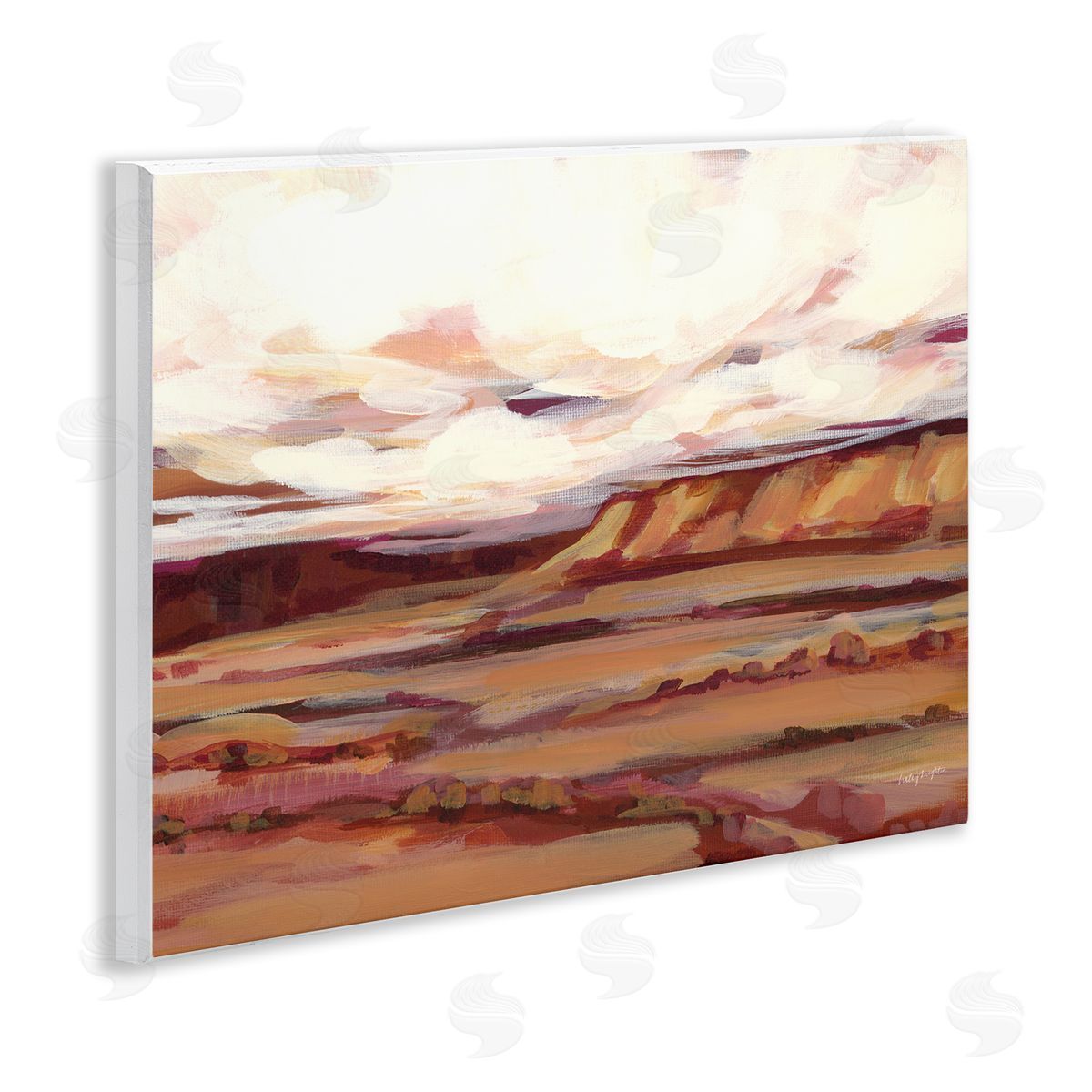 Mauve Mesa Landscape Wood Plaque Wall Art, Home Decor by Haley Knighten