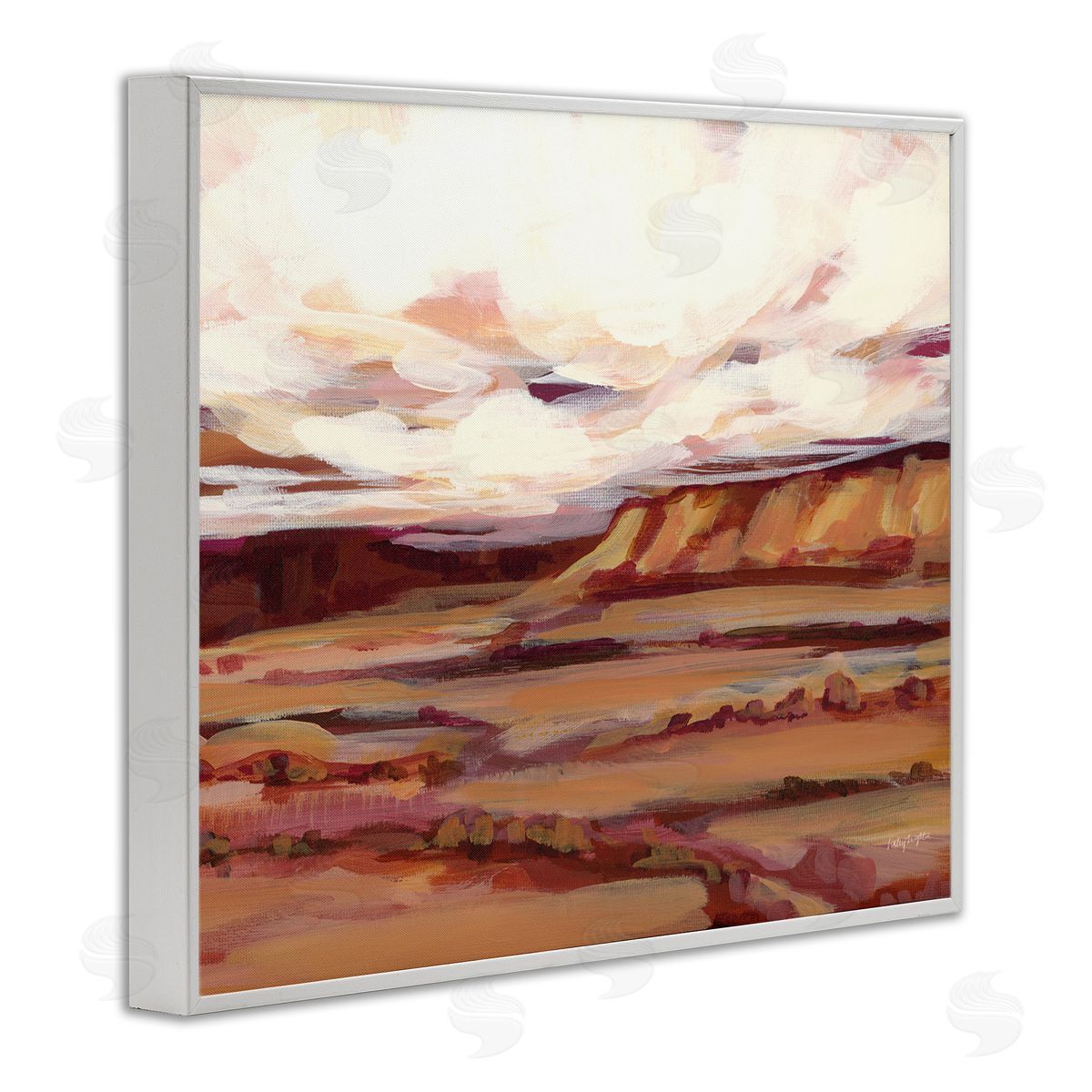 Mauve Mesa Landscape White Frame Print Wall Art, Home Decor by Haley Knighten