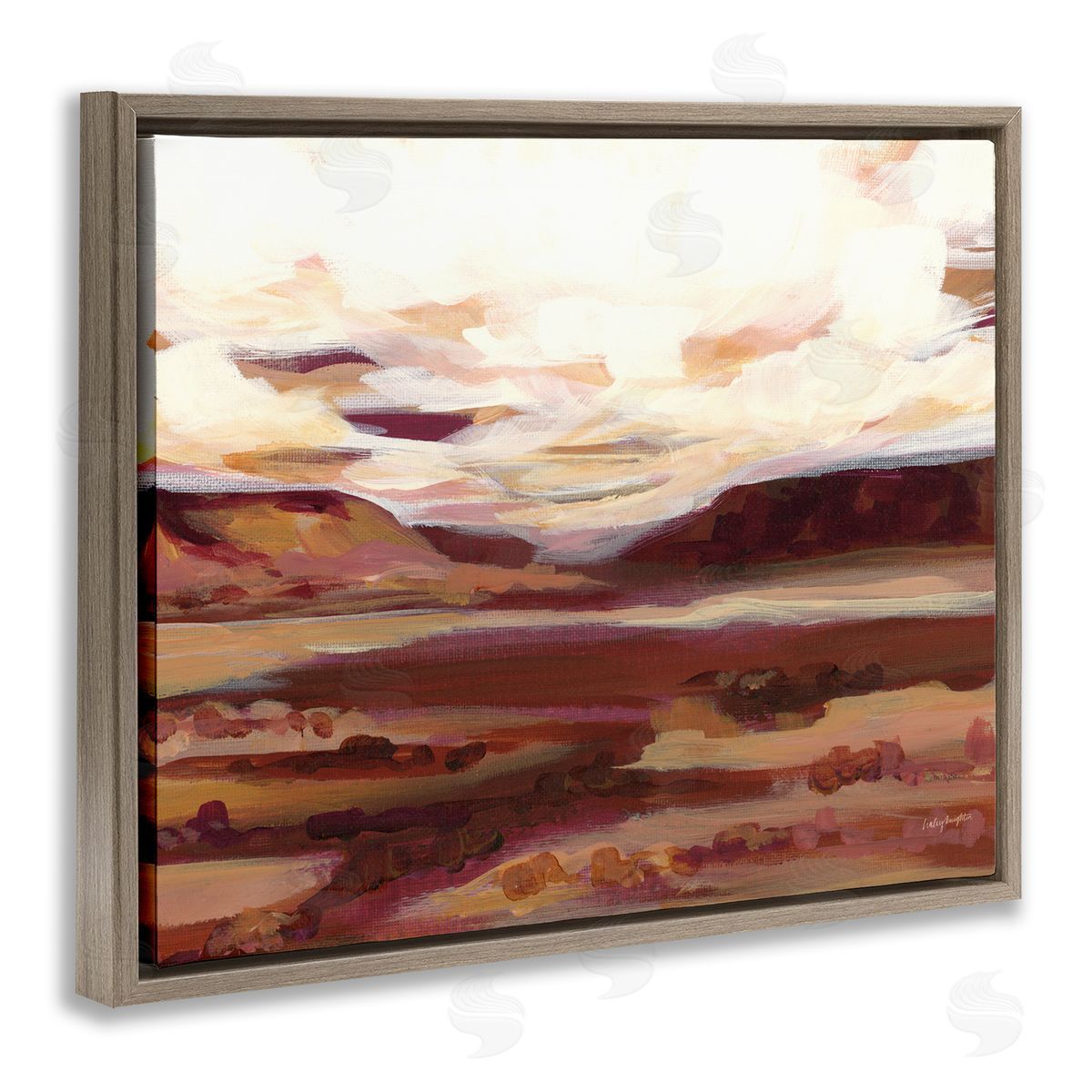 Canyon Mesa Landscape Brown Floating Frame Canvas Wall Art, Home Decor by Haley Knighten