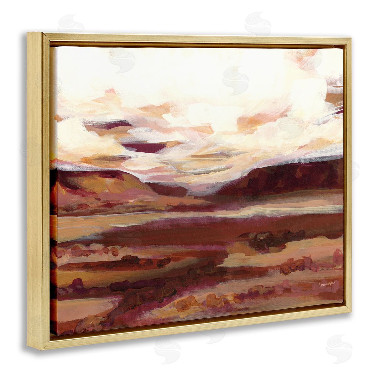 Canyon Mesa Landscape Gold Floating Frame Canvas Wall Art, Home Decor by Haley Knighten