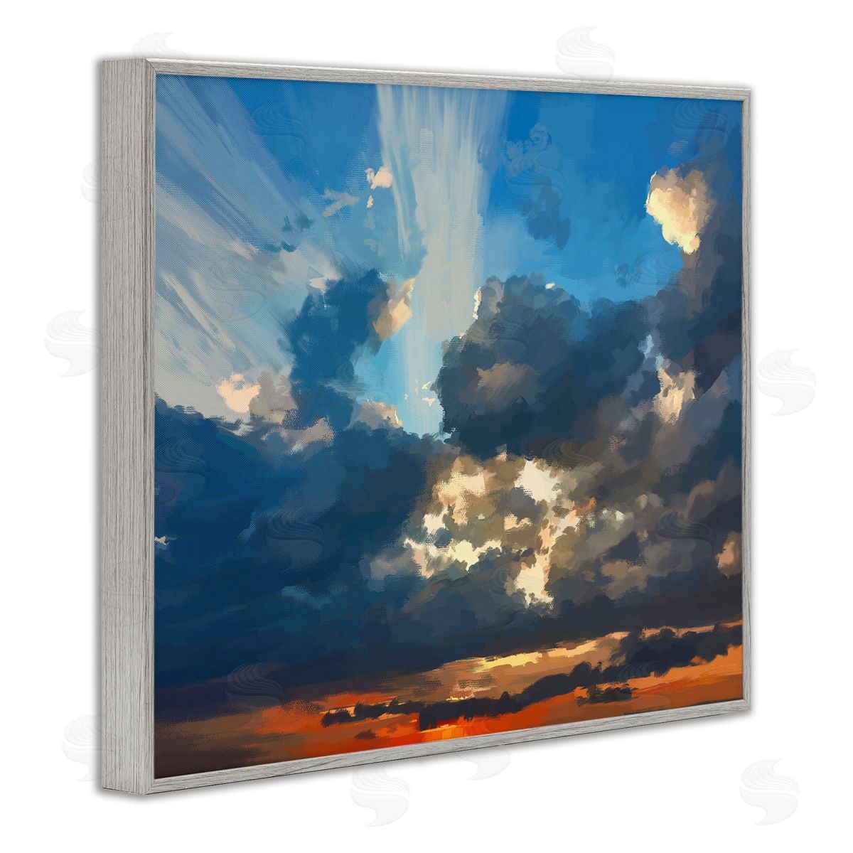 Emily Kalina Sun Rays Through Clouds Gray Framed Giclee Wall Art Print