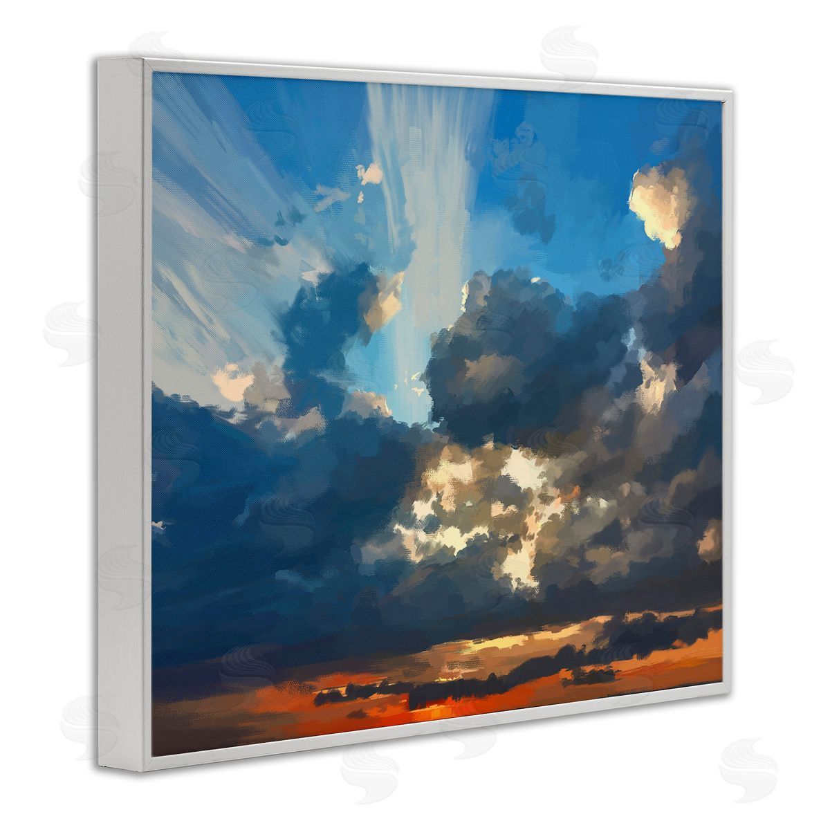 Emily Kalina Sun Rays Through Clouds White Framed Giclee Wall Art Print