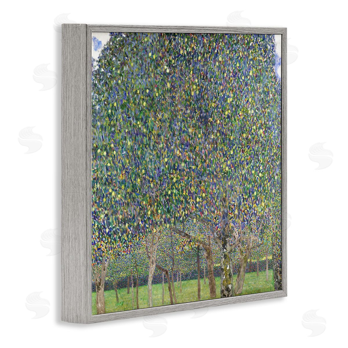 Gustav Klimt Abstract Mosaic Trees Gray Framed Giclee Wall Art Print