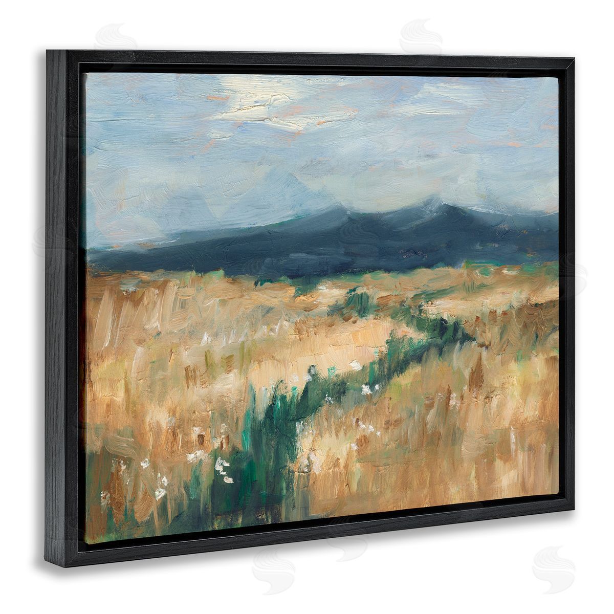 Mountainous Trail Landscape Black Floating Frame Canvas Wall Art, Home Decor by Ethan Harper