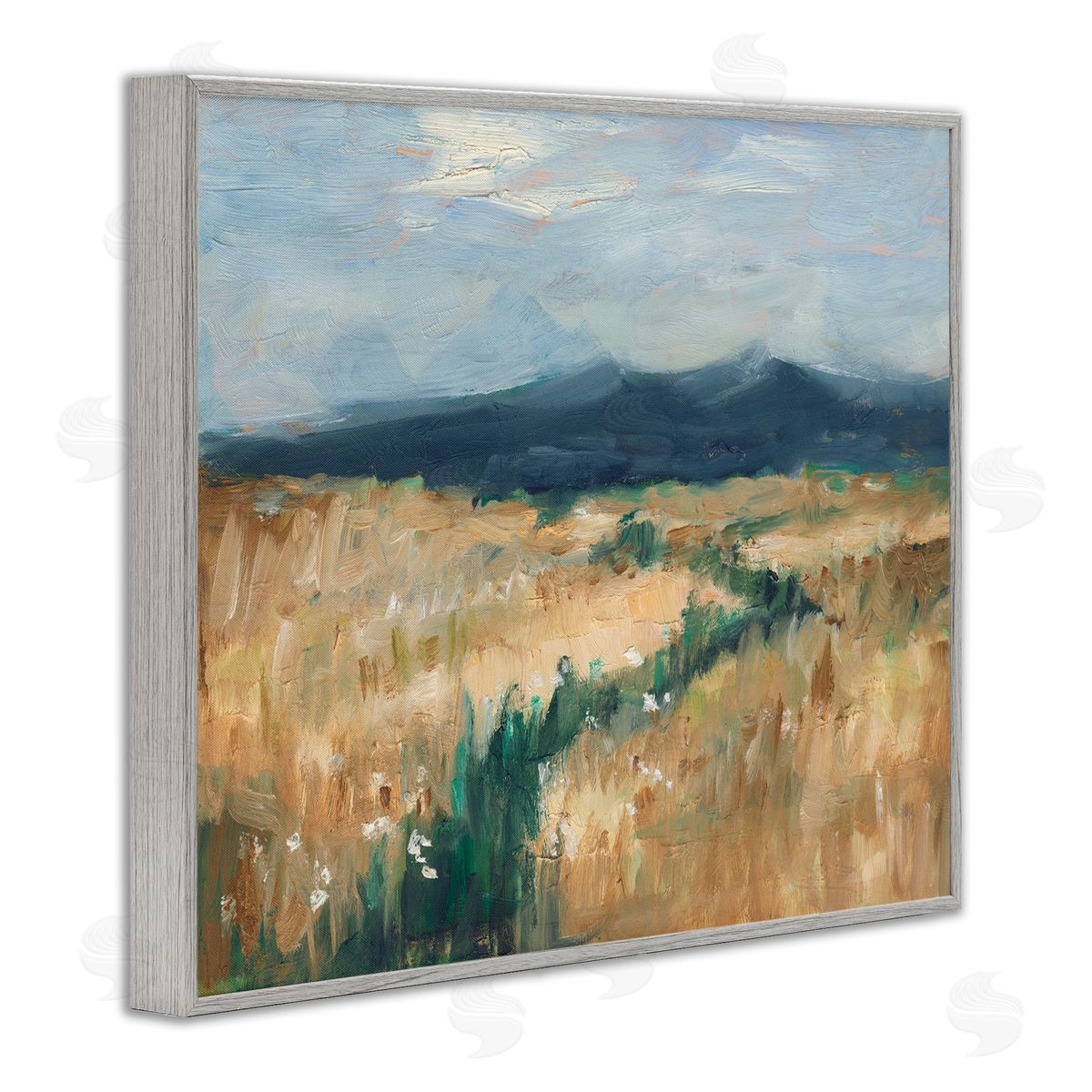Mountainous Trail Landscape Grey Frame Print Wall Art, Home Decor by Ethan Harper