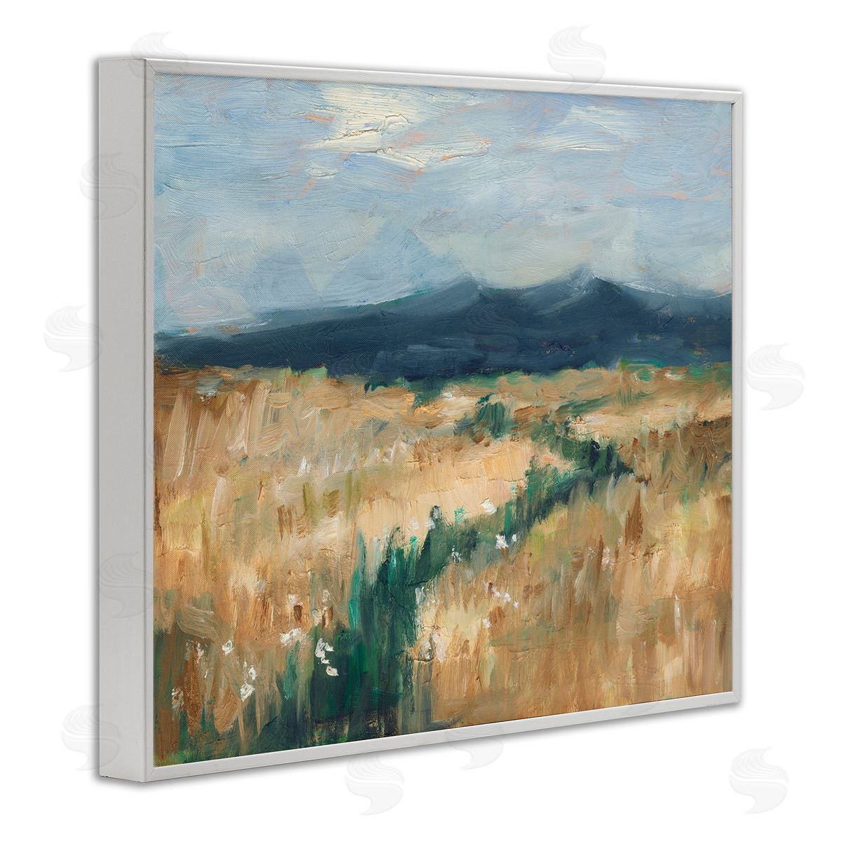 Mountainous Trail Landscape White Frame Print Wall Art, Home Decor by Ethan Harper