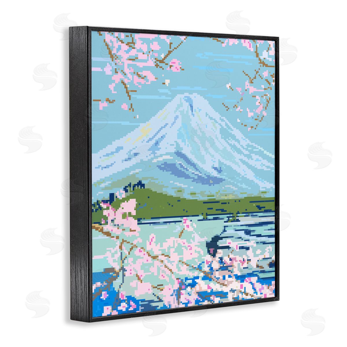 Pixel Mount Fuji Black Frame Print Wall Art, Home Decor by Melissa Wang