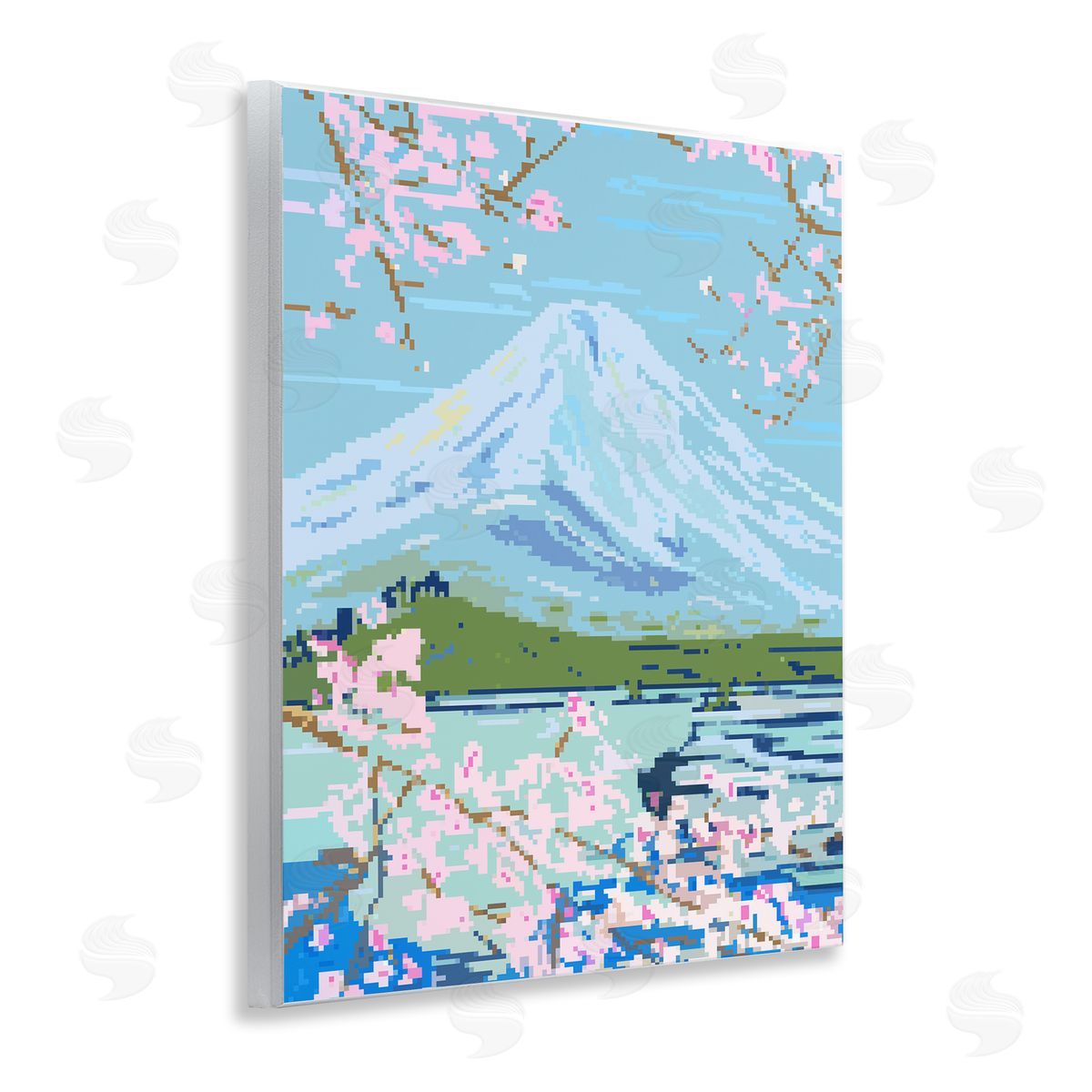 Pixel Mount Fuji Wood Plaque Wall Art, Home Decor by Melissa Wang