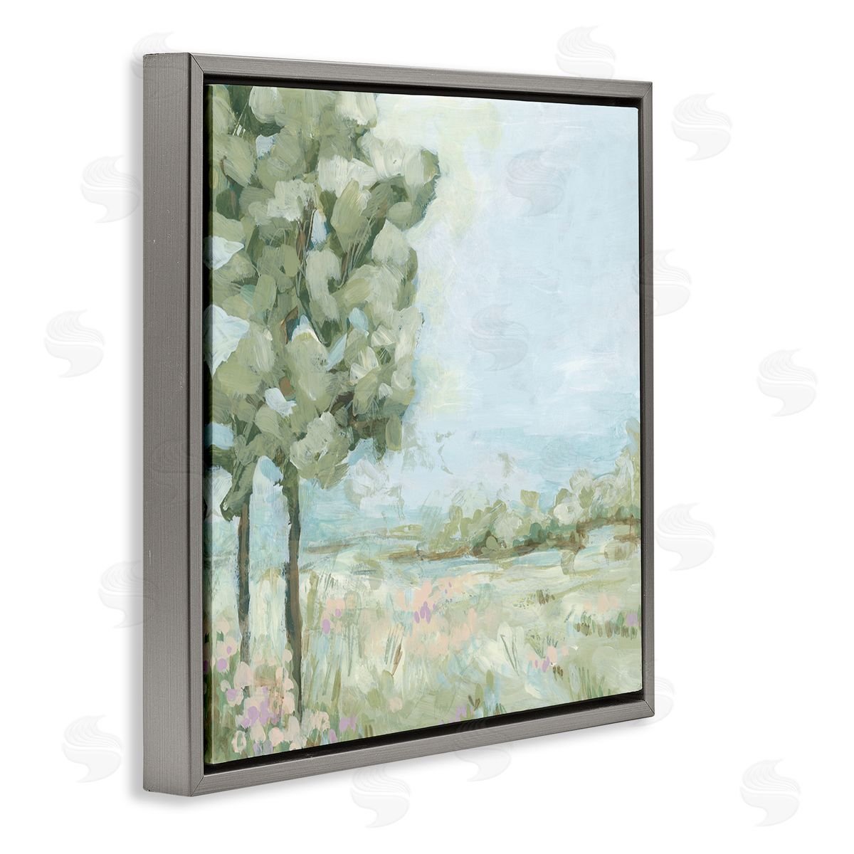 June Erica Vess Looming Tree by Field Gray Floating Frame Canvas Wall Art Print