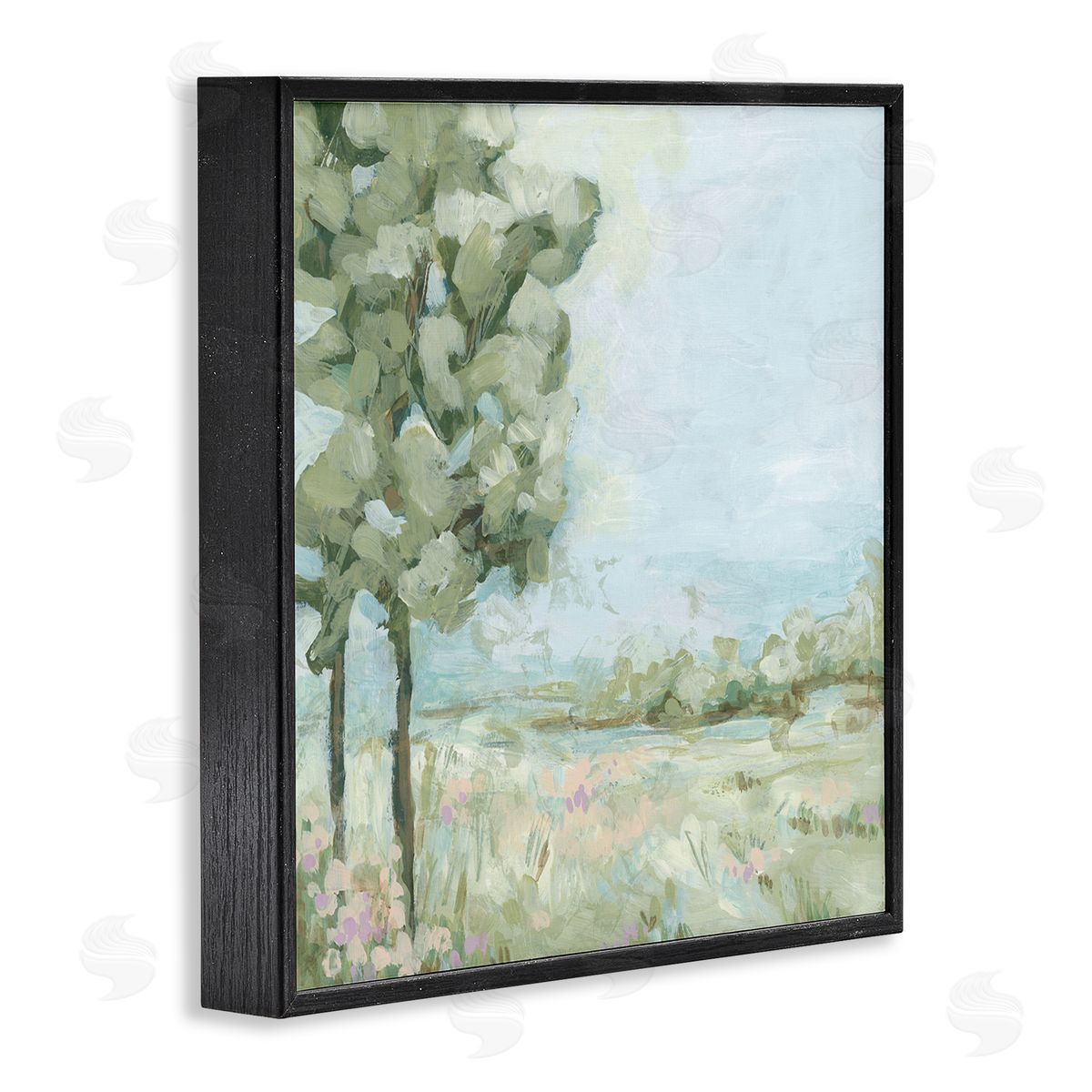 June Erica Vess Looming Tree by Field Black Framed Giclee Wall Art Print