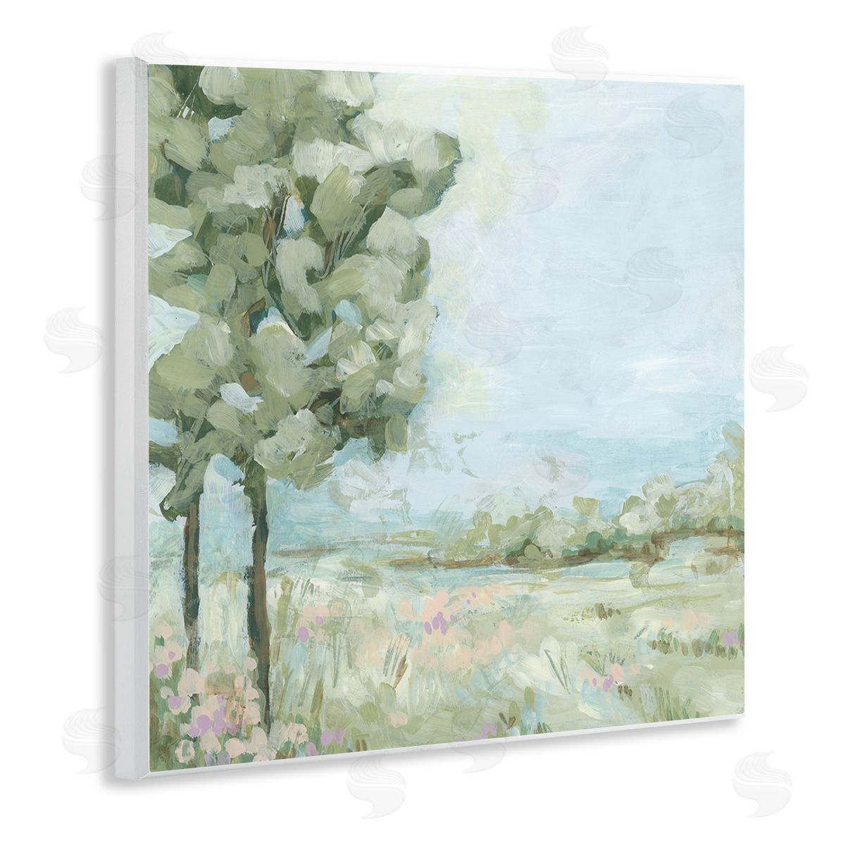 June Erica Vess Looming Tree by Field Wooden Wall Plaque Art Print