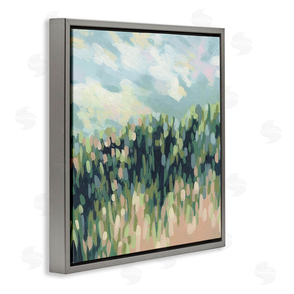 June Erica Vess Abstract Rural Plants Gray Floating Frame Canvas Wall Art Print