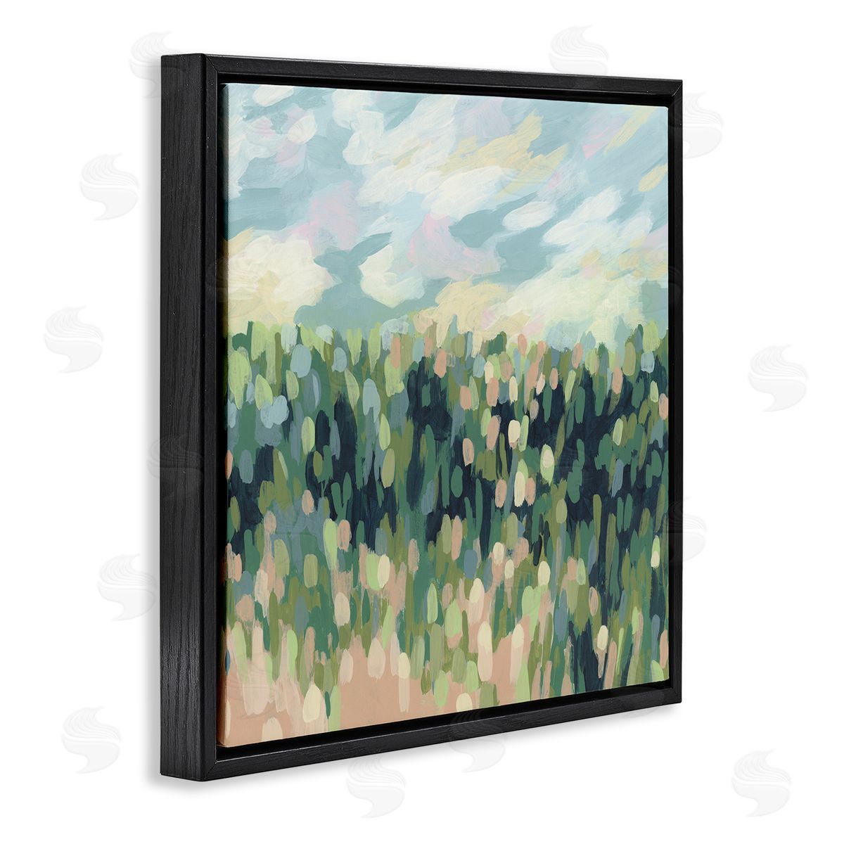 June Erica Vess Abstract Rural Meadow Black Floating Frame Canvas Wall Art Print