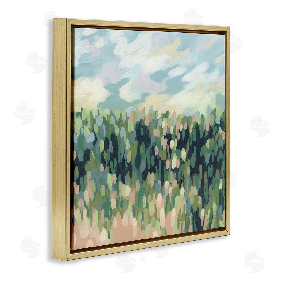 June Erica Vess Abstract Rural Meadow Gold Floating Frame Canvas Wall Art Print