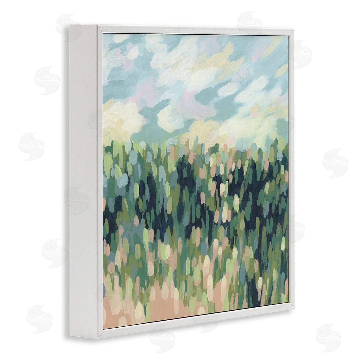 June Erica Vess Abstract Rural Meadow White Framed Giclee Wall Art Print