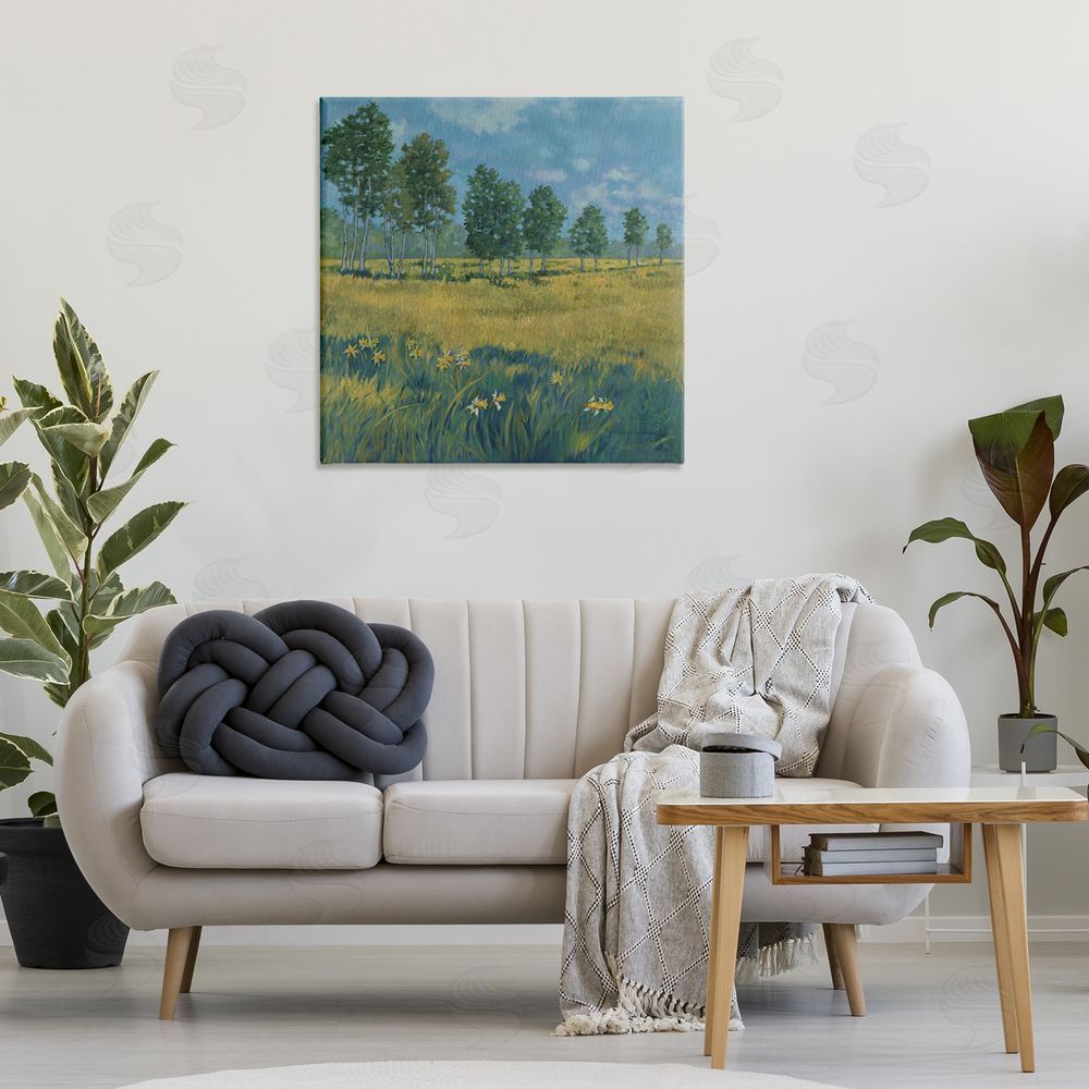 Graham Reynolds Daffodil Field Landscape Canvas Wall Art Print in Room