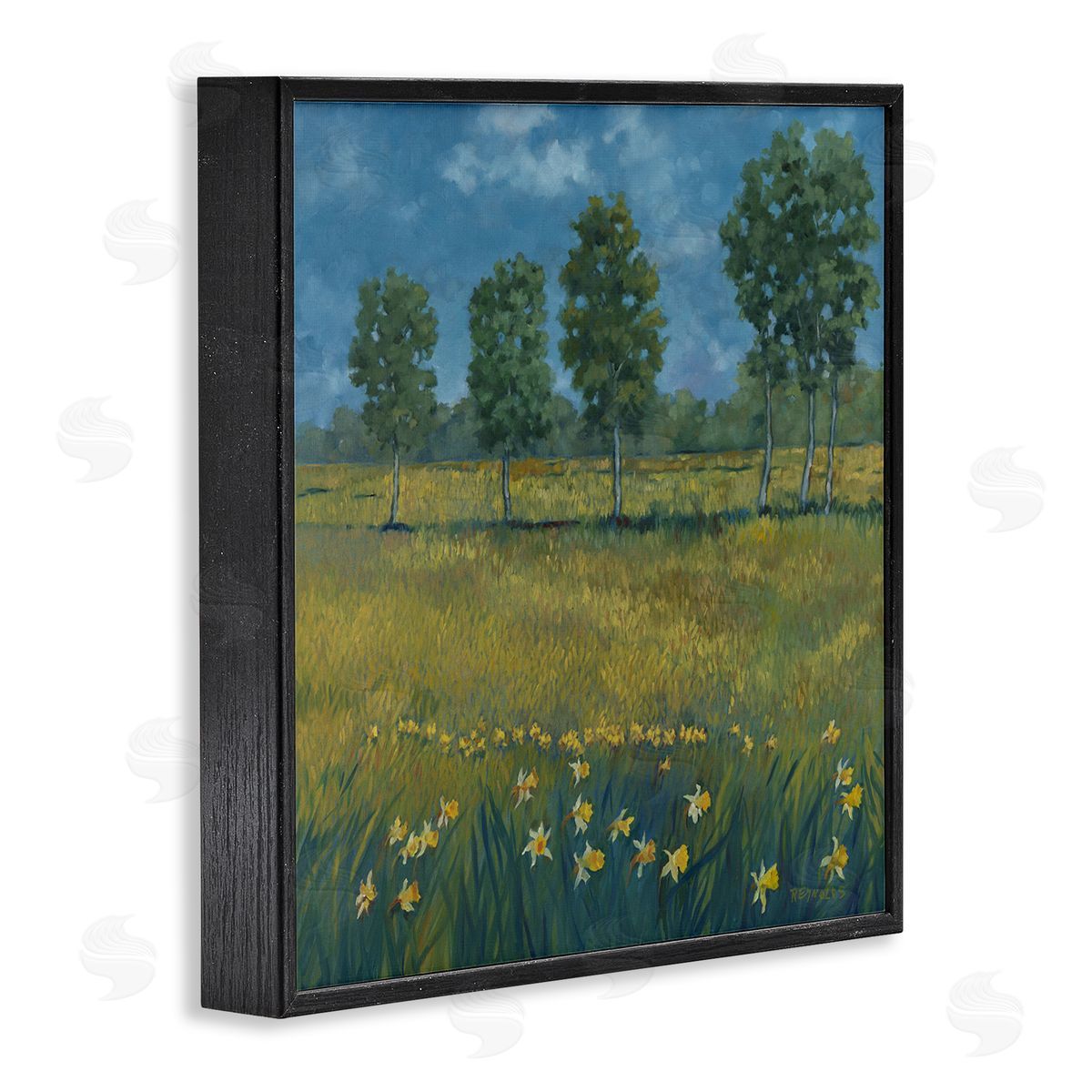 Graham Reynolds Meadow with Daffodils Black Framed Giclee Wall Art Print