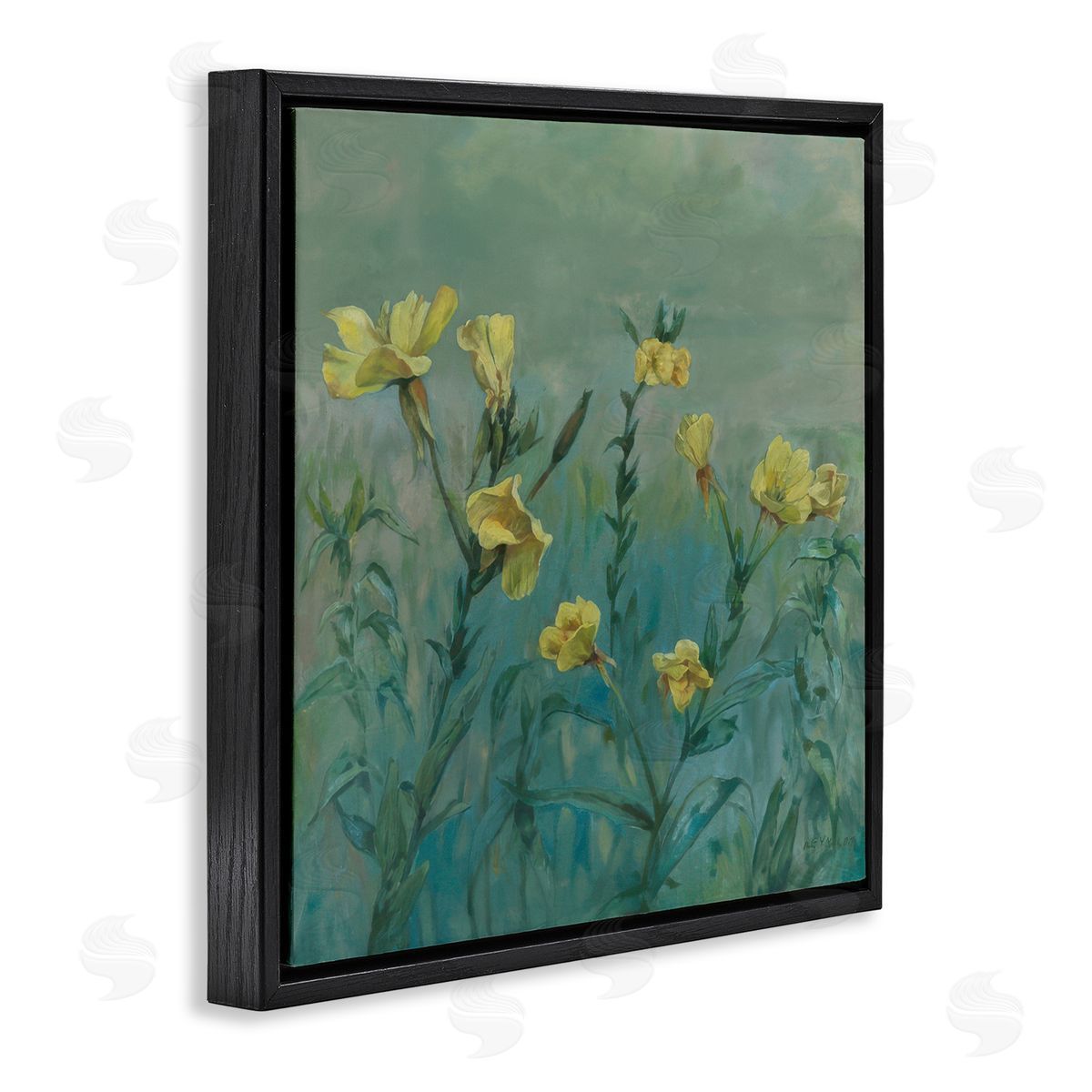 Graham Reynolds Buttercup Flower Field Black Floating Frame Canvas Wall Art Print