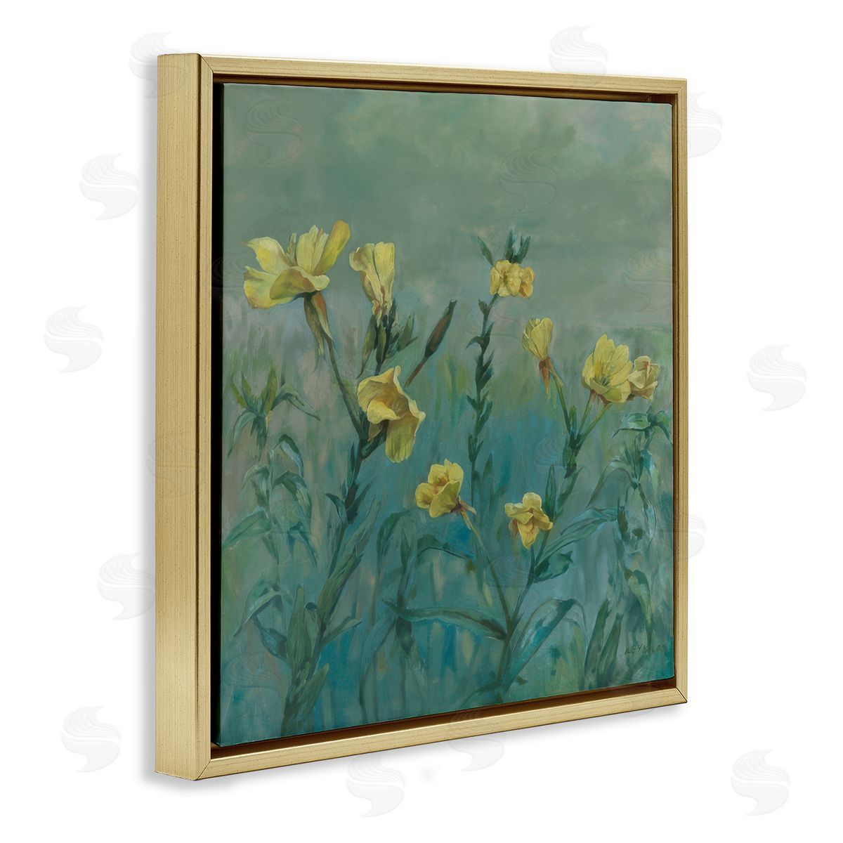 Graham Reynolds Buttercup Flower Field Gold Floating Frame Canvas Wall Art Print