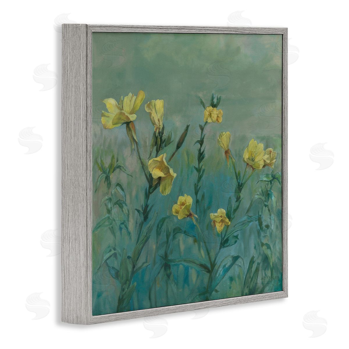 Graham Reynolds Buttercup Flower Field Gray Framed Giclee Wall Art Print