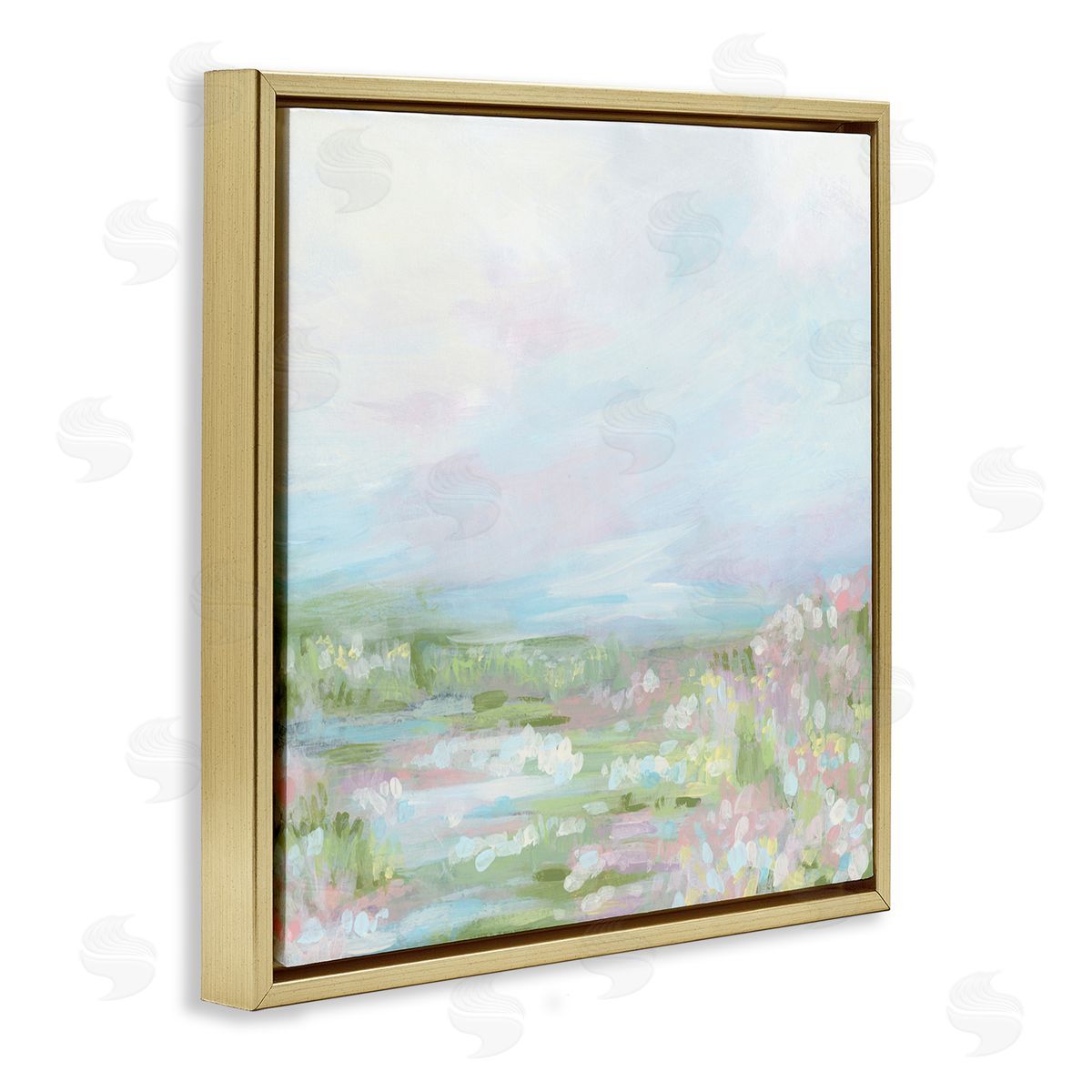 June Erica Vess Pastel Soft Landscape Gold Floating Frame Canvas Wall Art Print