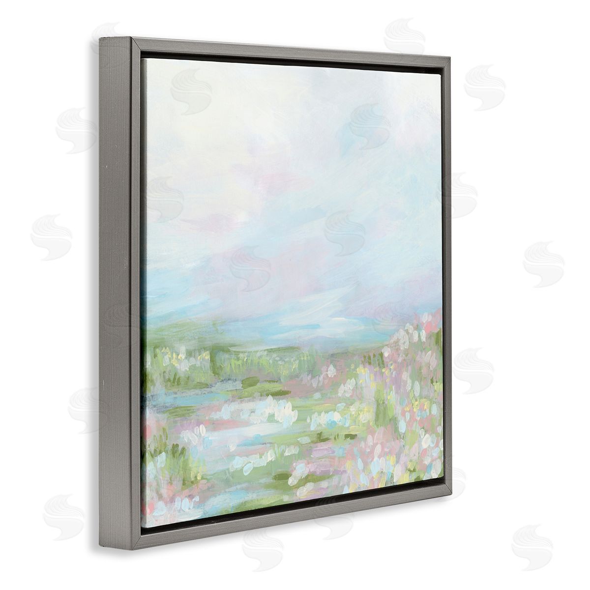 June Erica Vess Pastel Soft Landscape Gray Floating Frame Canvas Wall Art Print