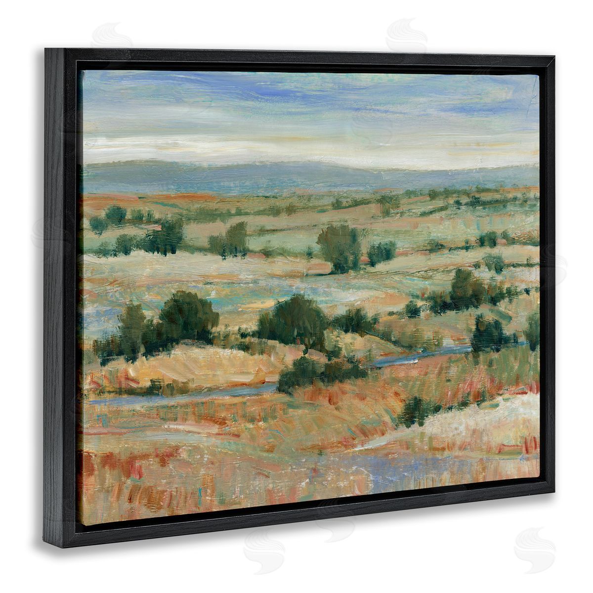 Tim O'Toole Distant Farmland View Black Floating Frame Canvas Wall Art Print