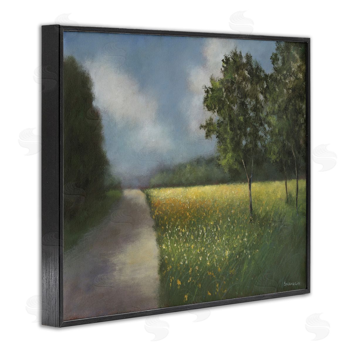 Traditional Country Road Black Frame Print Wall Art, Home Decor by David Swanagin