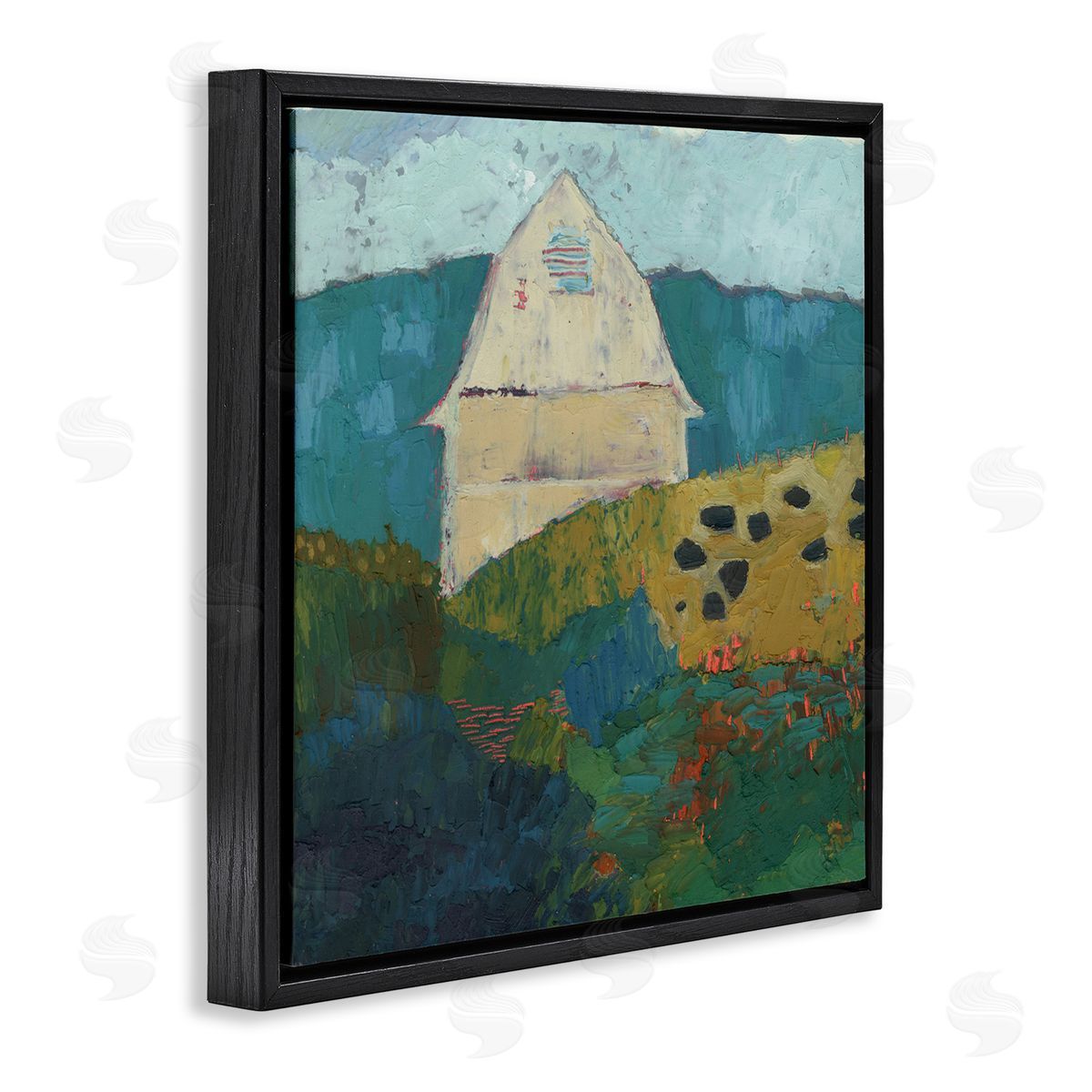 Sue Jachimiec Abstract Farm Impression Black Floating Frame Canvas Wall Art Print