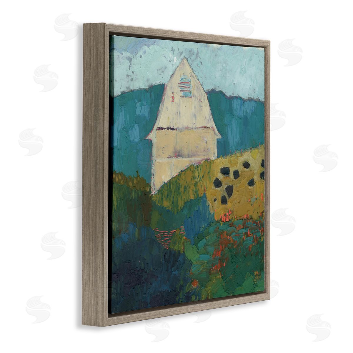 Sue Jachimiec Abstract Farm Impression Brown Floating Frame Canvas Wall Art Print