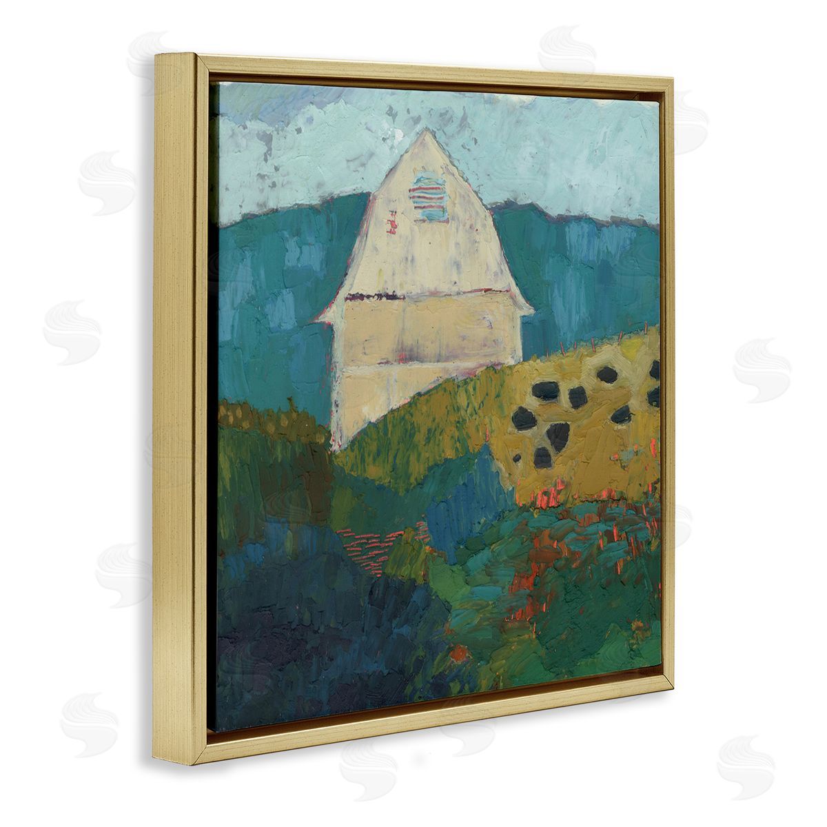 Sue Jachimiec Abstract Farm Impression Gold Floating Frame Canvas Wall Art Print