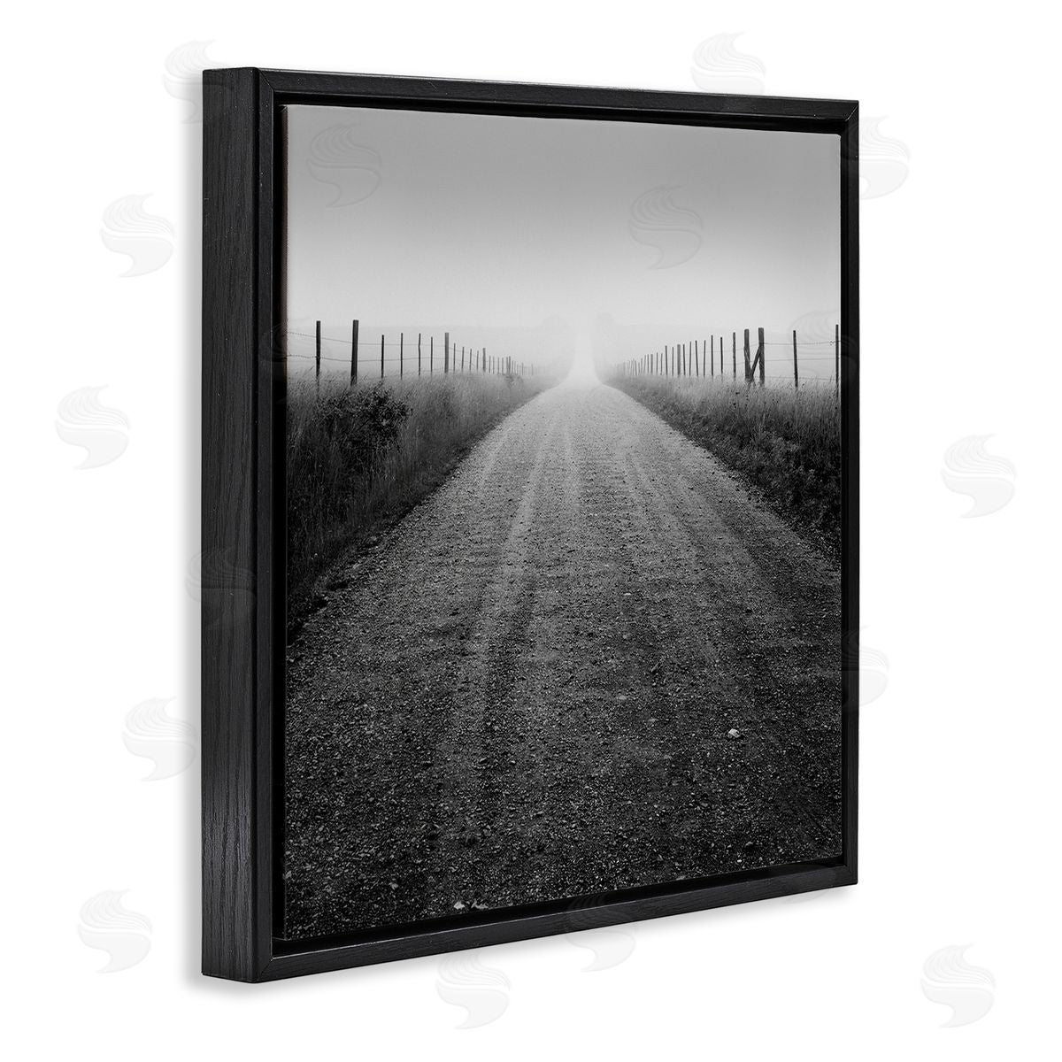 Chip Forelli Foggy Country Road Black Floating Frame Canvas Wall Art Print