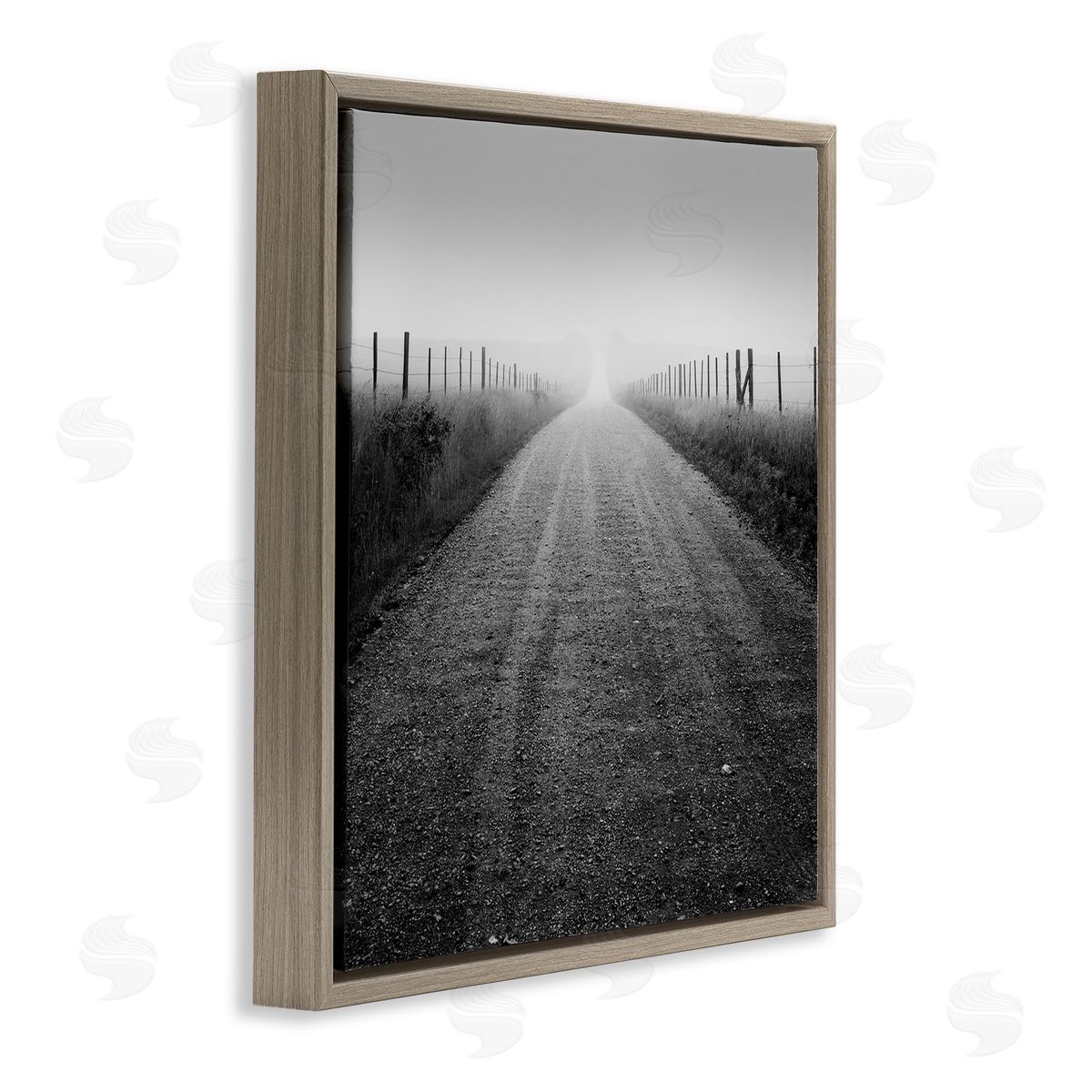 Chip Forelli Foggy Country Road Brown Floating Frame Canvas Wall Art Print