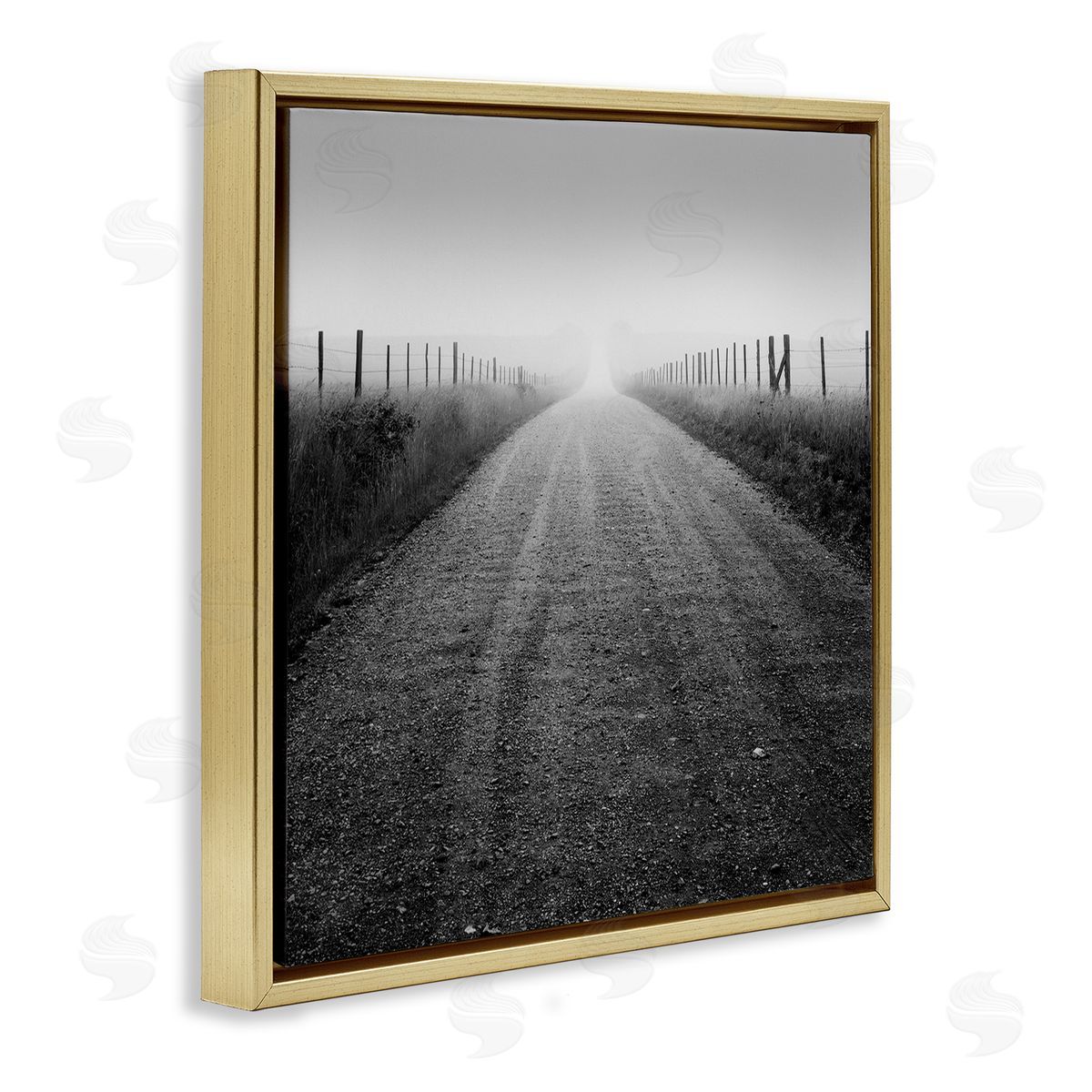 Chip Forelli Foggy Country Road Gold Floating Frame Canvas Wall Art Print