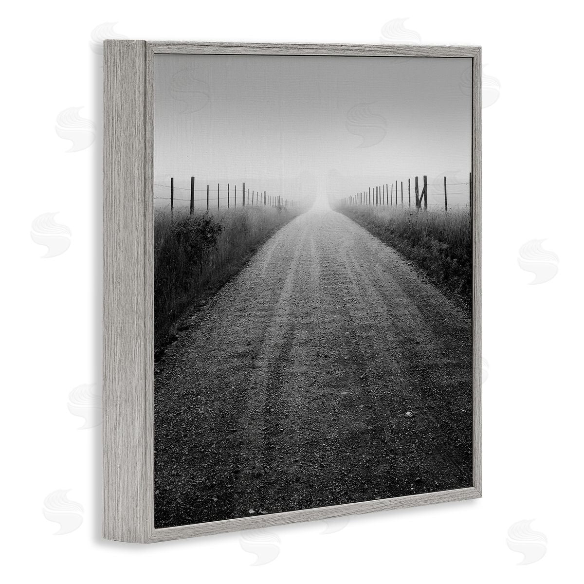 Chip Forelli Foggy Country Road Gray Framed Giclee Wall Art Print