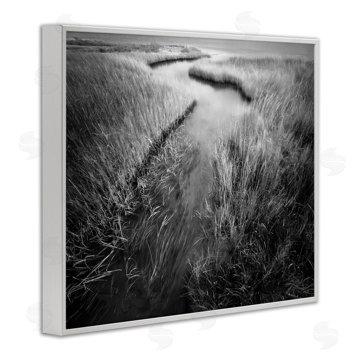 Meandering Estuary View White Frame Print Wall Art, Home Decor by Chip Forelli