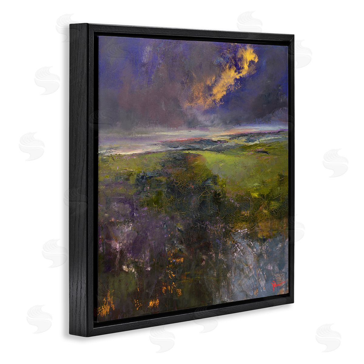Patrick Dennis Gilded Landscape Abstract Black Floating Frame Canvas Wall Art Print