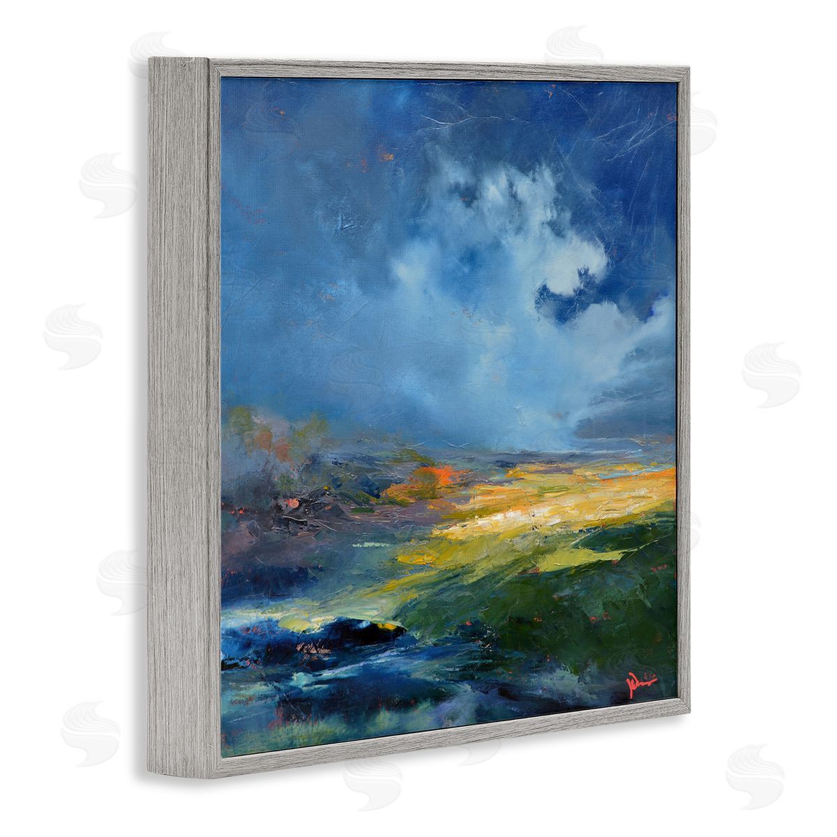 Patrick Dennis Stormy Abstract Landscape Gray Framed Giclee Wall Art Print