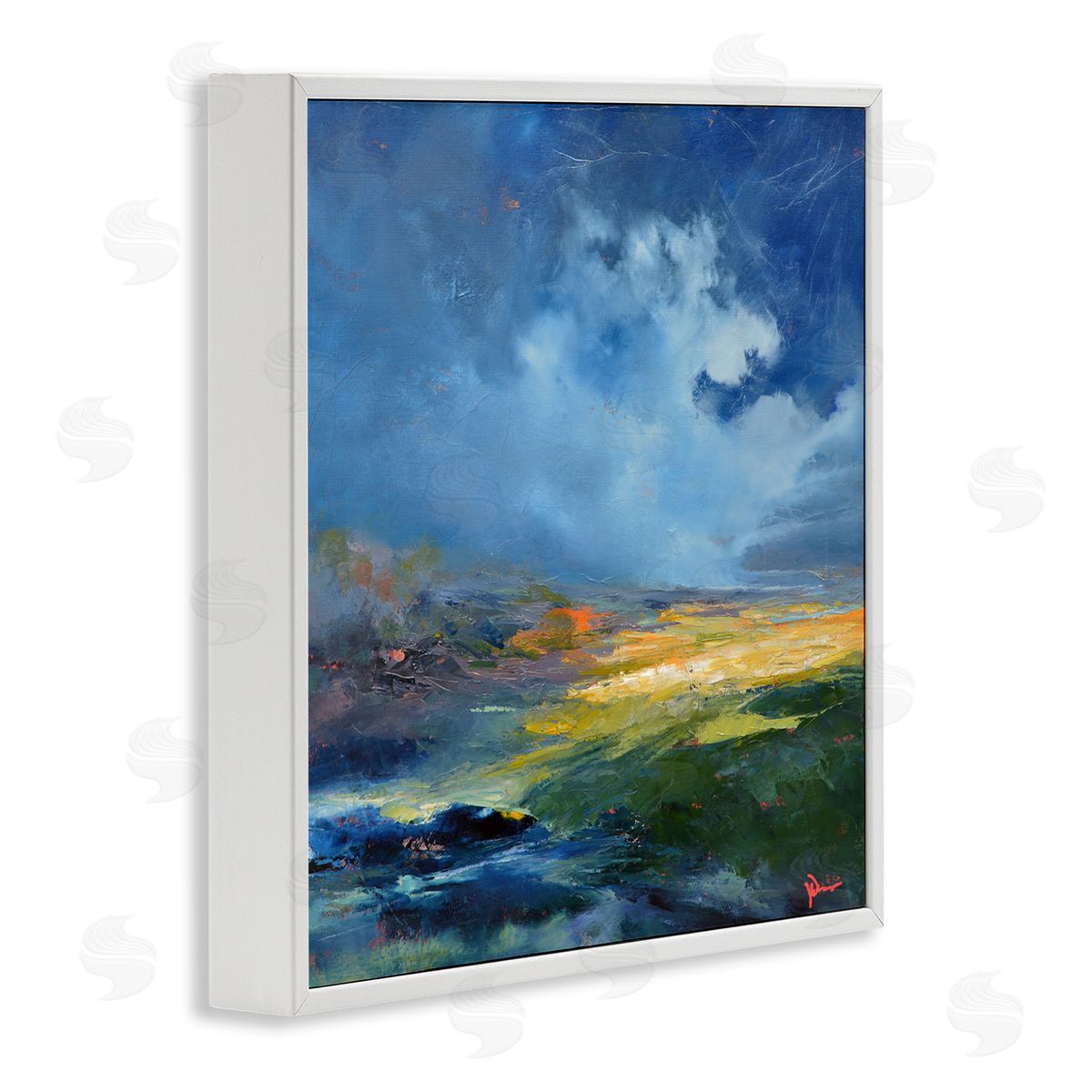 Patrick Dennis Stormy Abstract Landscape White Framed Giclee Wall Art Print