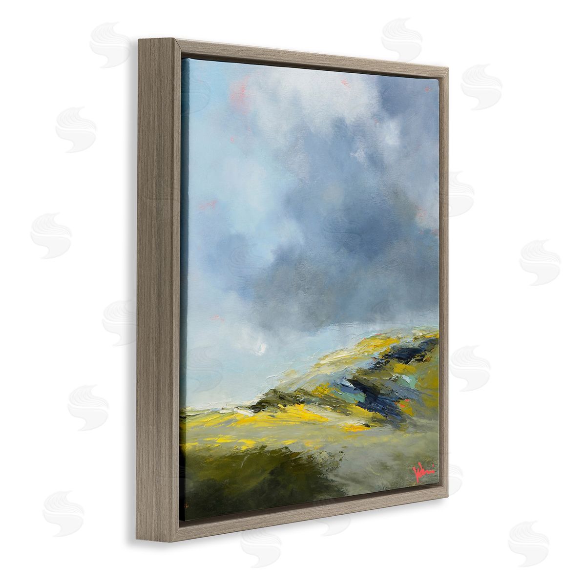 Patrick Dennis Murky Clouds Landscape Brown Floating Frame Canvas Wall Art Print
