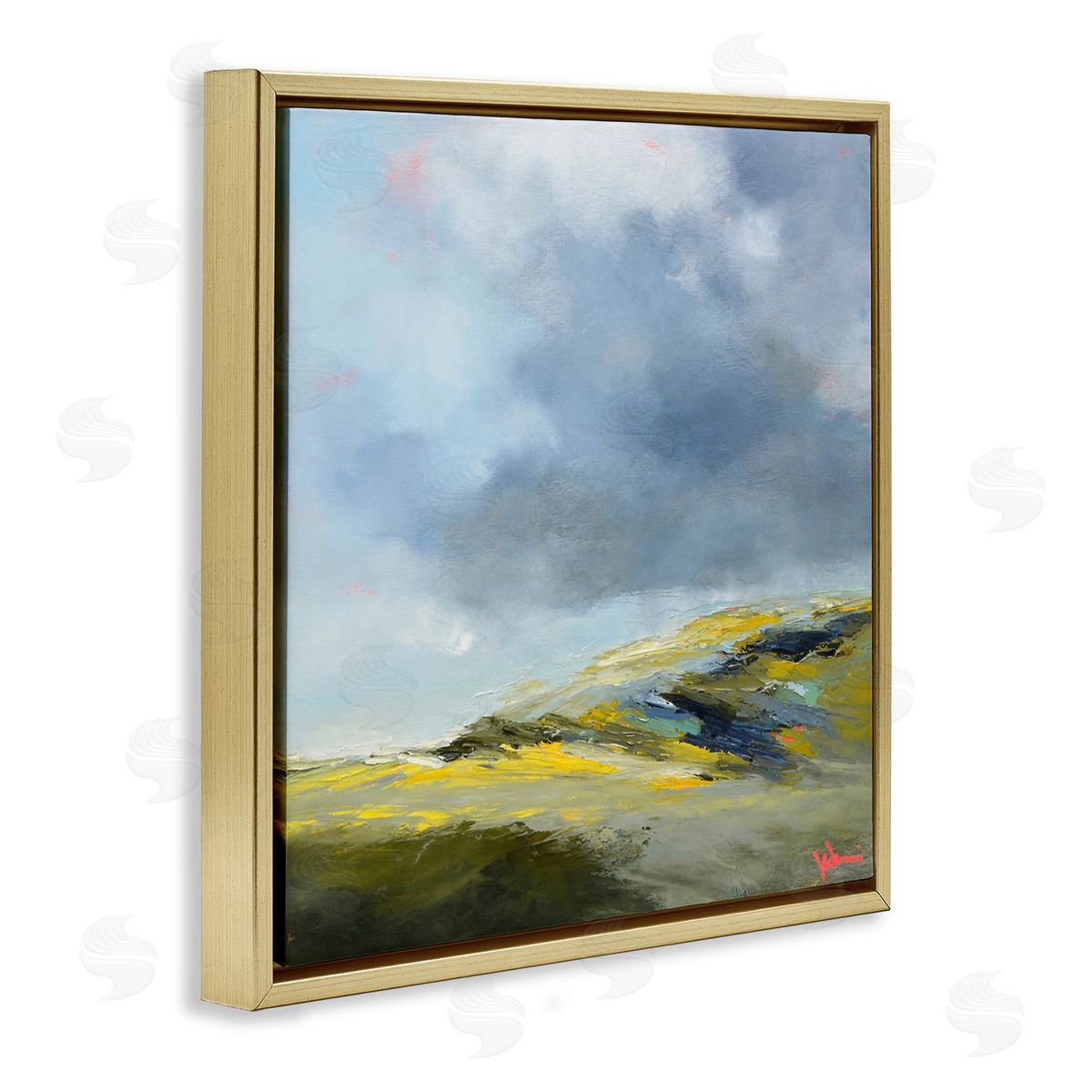 Patrick Dennis Murky Clouds Landscape Gold Floating Frame Canvas Wall Art Print