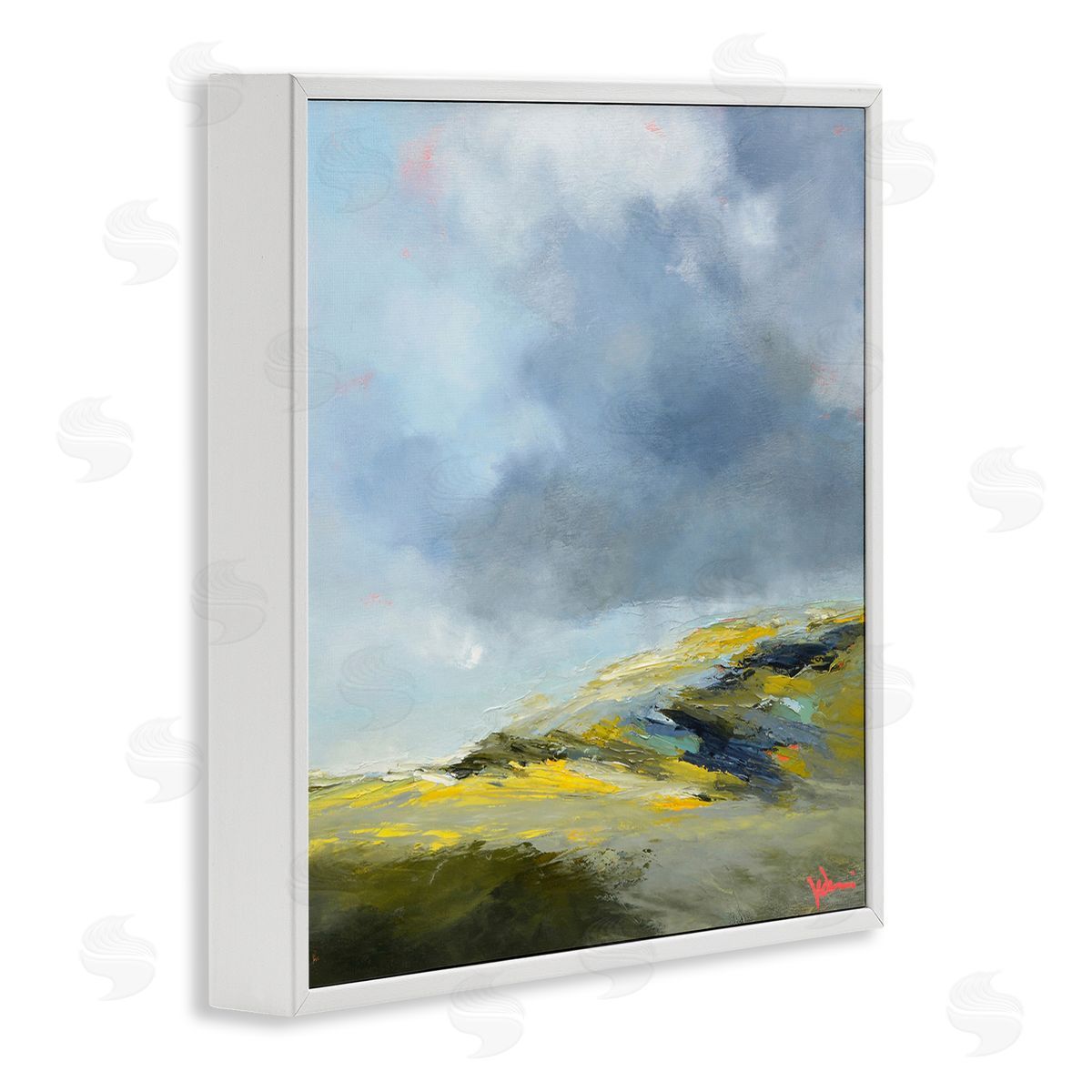 Patrick Dennis Murky Clouds Landscape White Framed Giclee Wall Art Print