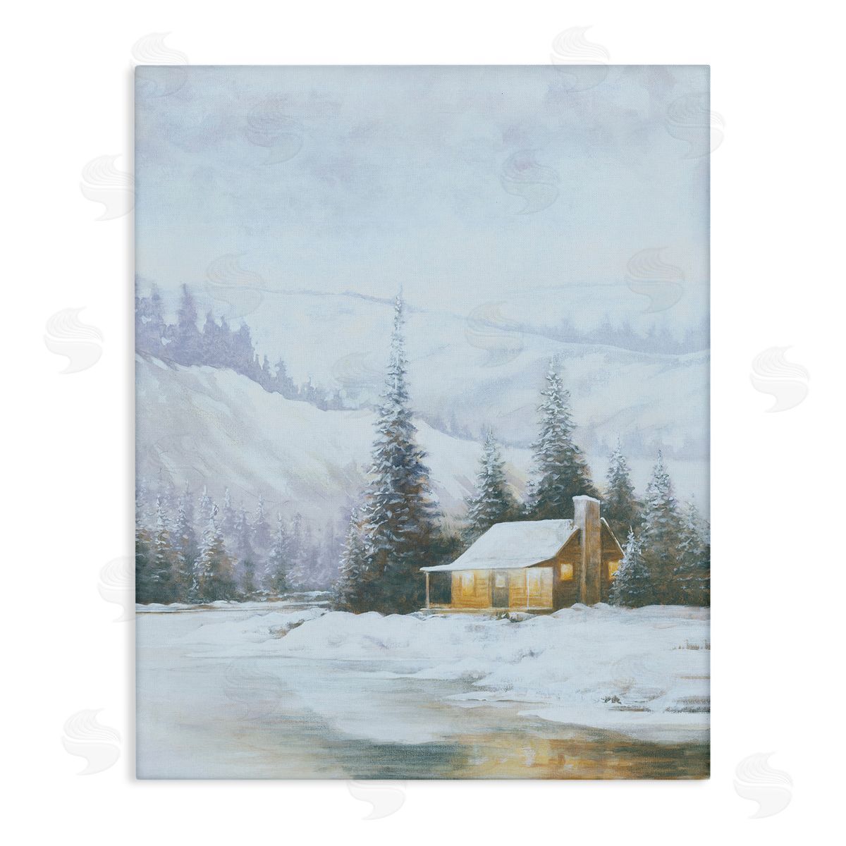 Snowy Woodland Cabin Canvas Wall Art, Home Decor by Dogwood Portfolio