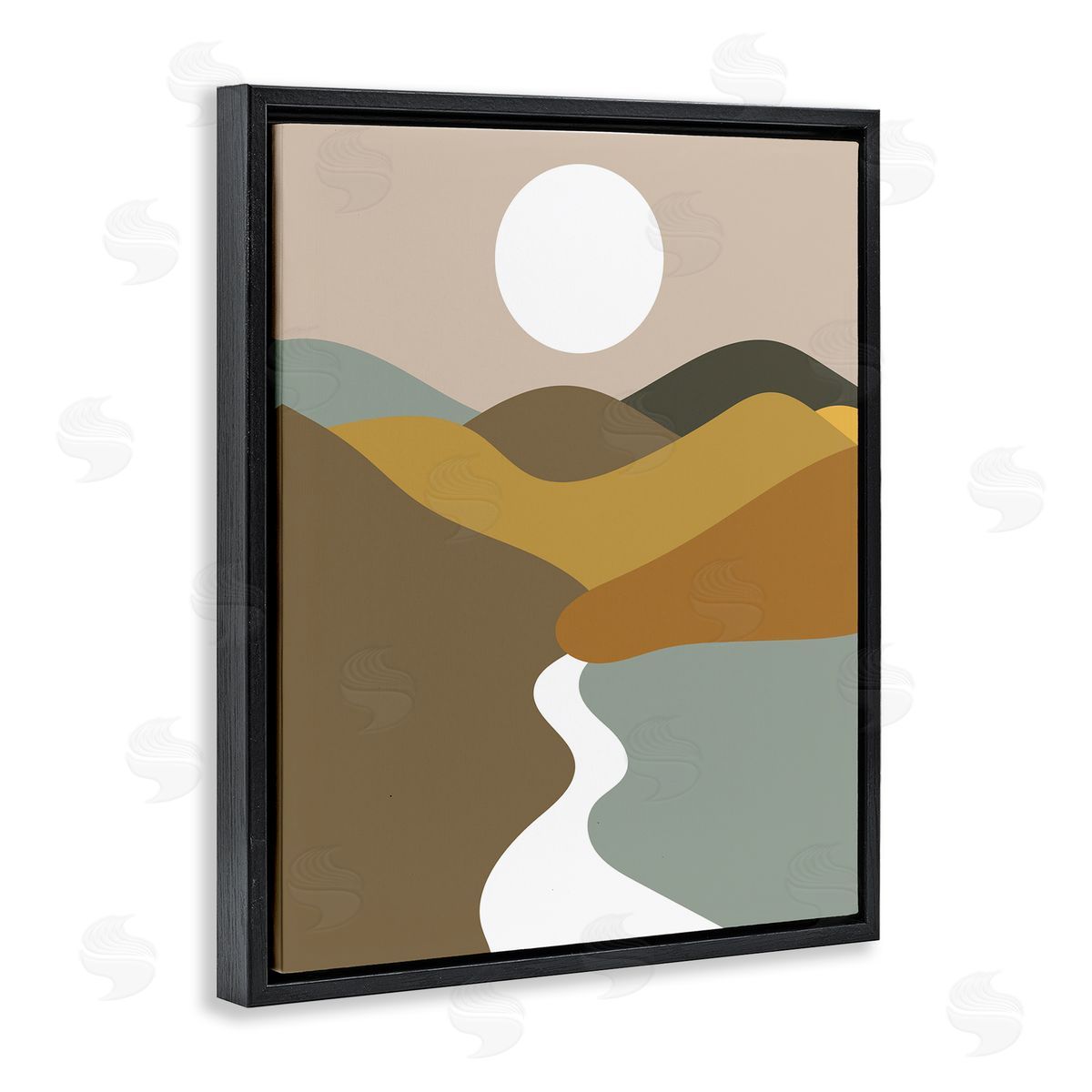 River Towards Mountains Black Floating Frame Canvas Wall Art, Home Decor by Stupell Studio