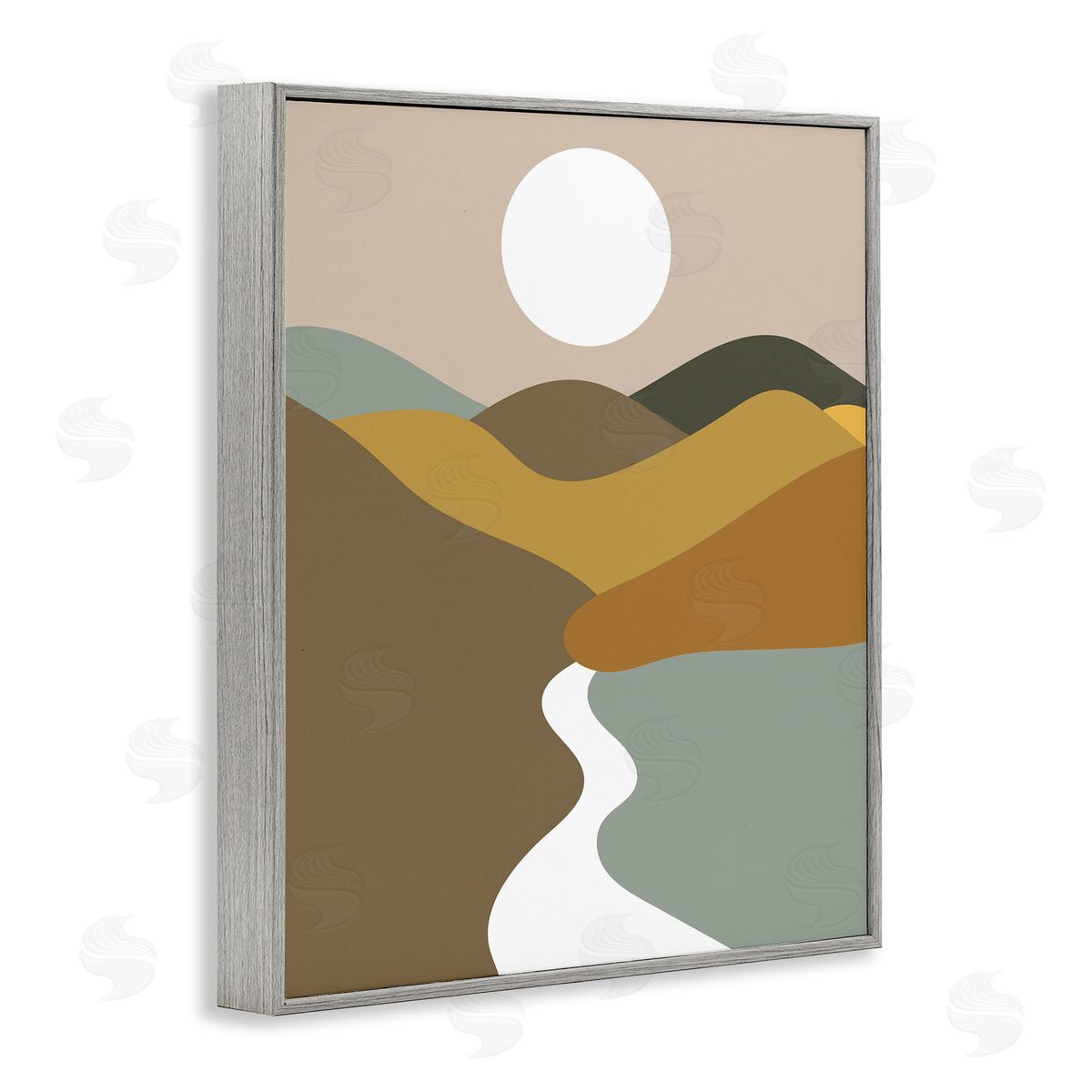 River Towards Mountains Grey Frame Print Wall Art, Home Decor by Stupell Studio
