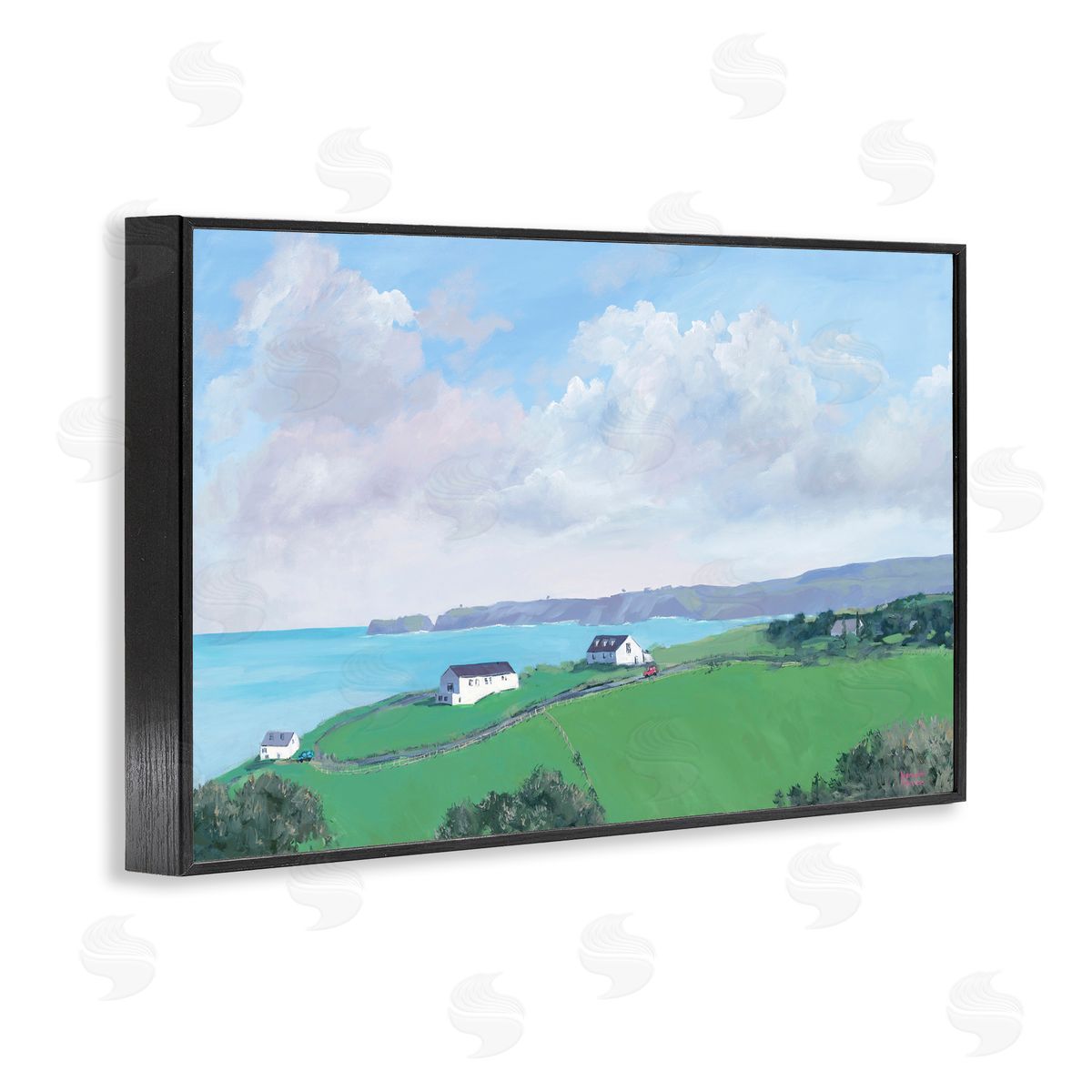Coastal Farm Houses Black Frame Print Wall Art, Home Decor by Meredith Howse